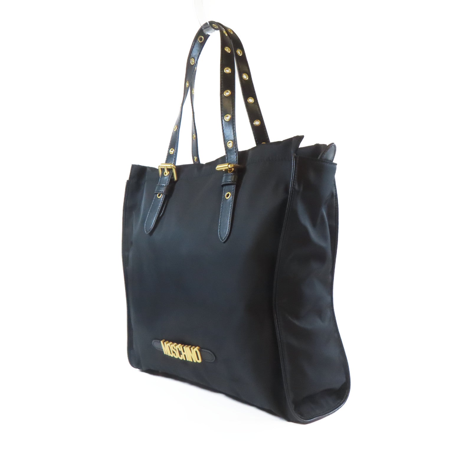 MOSCHINO 尼龍2 Way Bag金扣手挽肩背兩用袋黑色