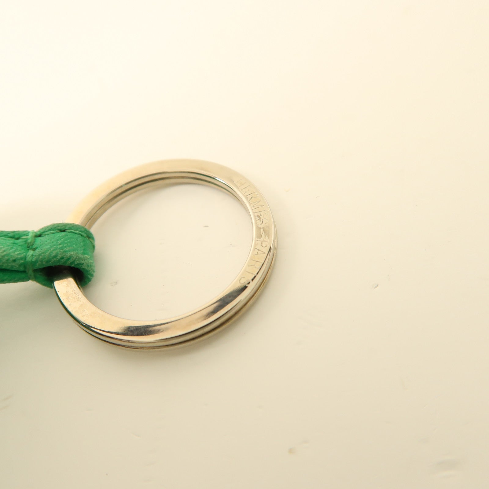 HERMES 【激減優惠】Swift皮革Carmen Key Ring銀扣鑰匙圈Green