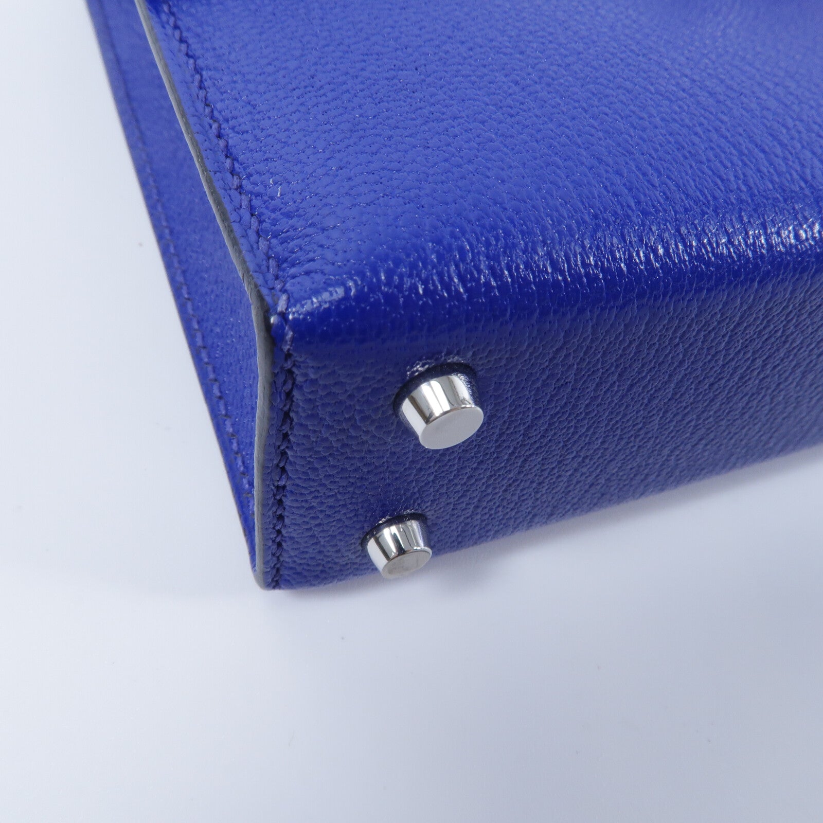 HERMES Chevre皮革Verrou Mini鏈帶肩背袋Bleu Electrique