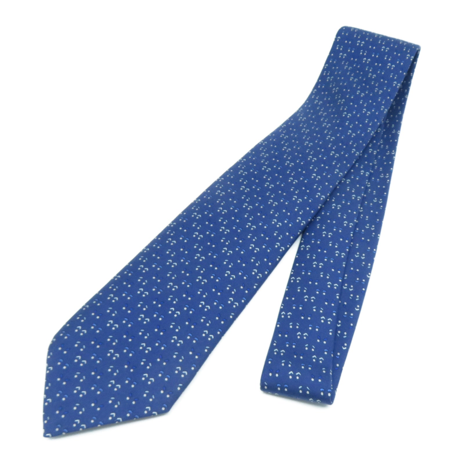 HERMES 【激減優惠】絲質Necktie領帶藍色/白色