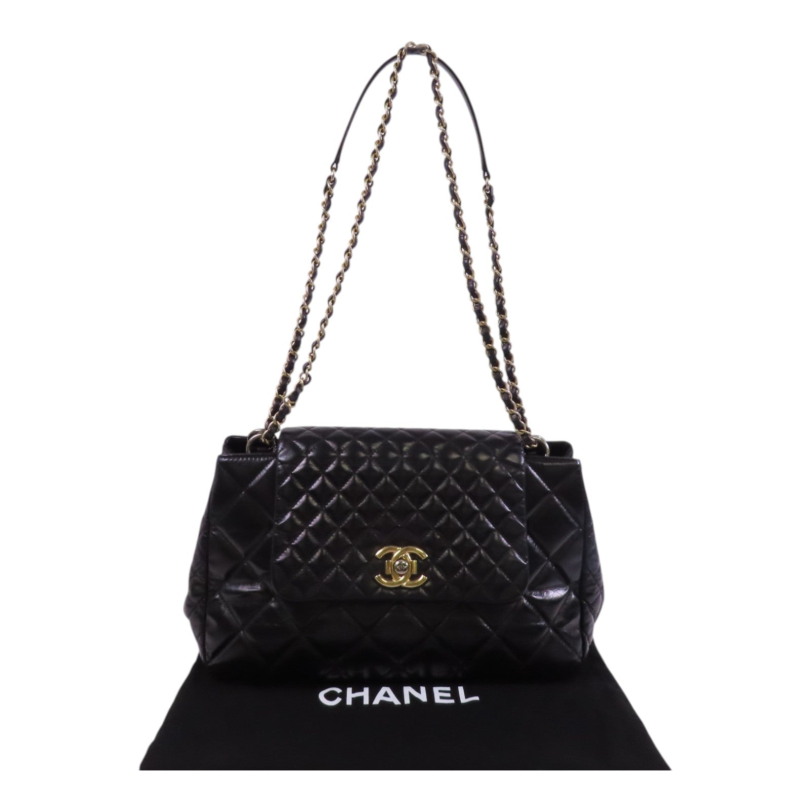 CHANEL 牛皮皮革Chain Shoulder Bag金扣鏈帶肩背袋
