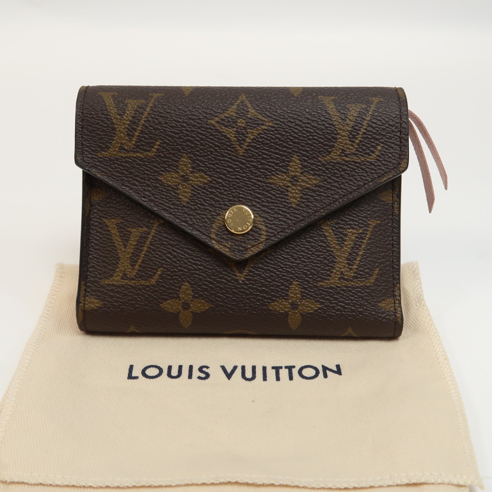 LOUIS VUITTON Monogram Victrine Wallet金扣錢包啡色/粉紅色