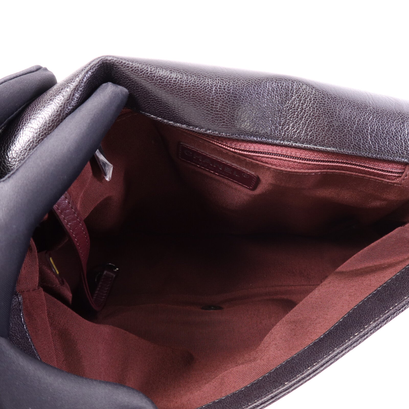 CHANEL 牛皮皮革Boy 30銀扣鏈帶肩背袋