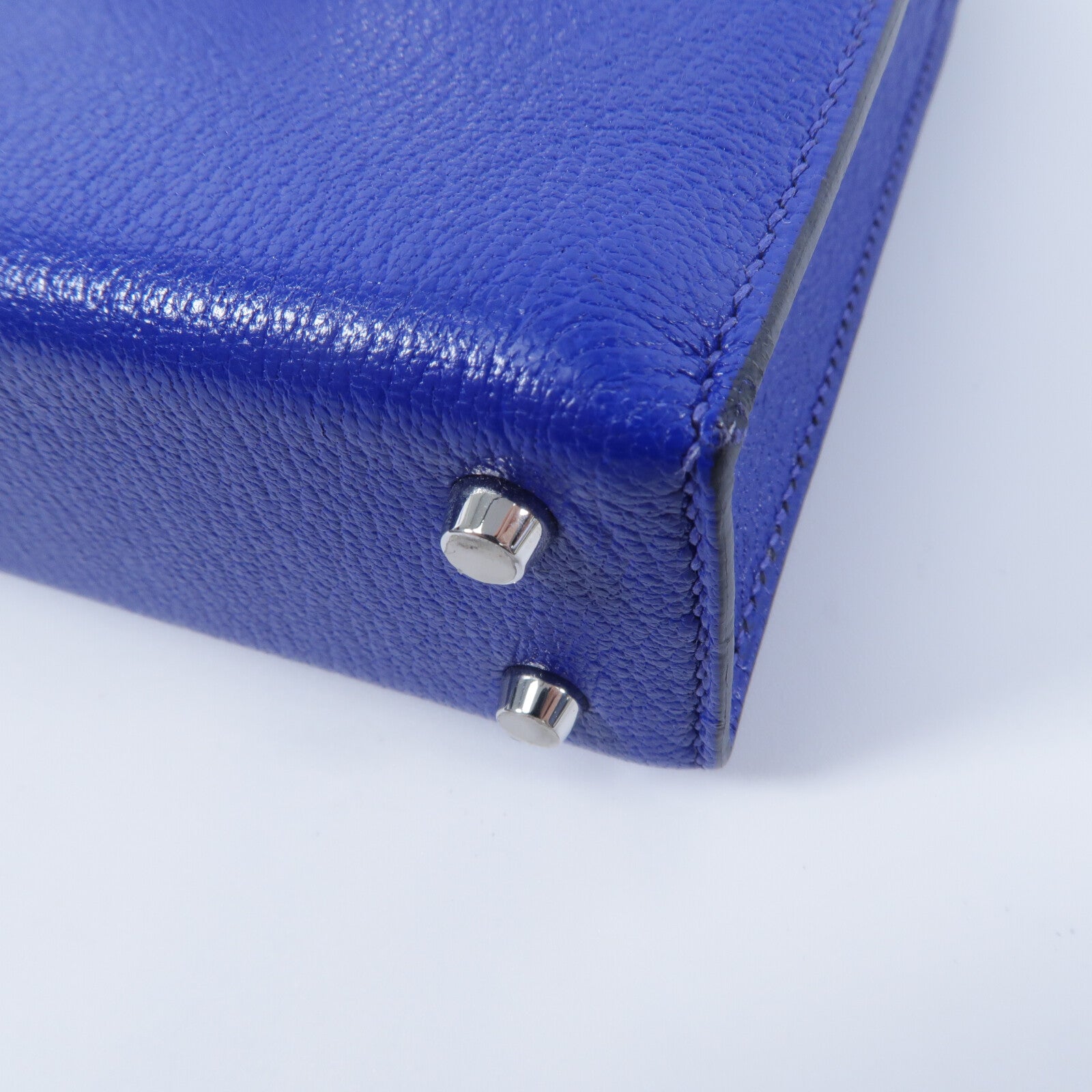 HERMES Chevre皮革Verrou Mini鏈帶肩背袋Bleu Electrique
