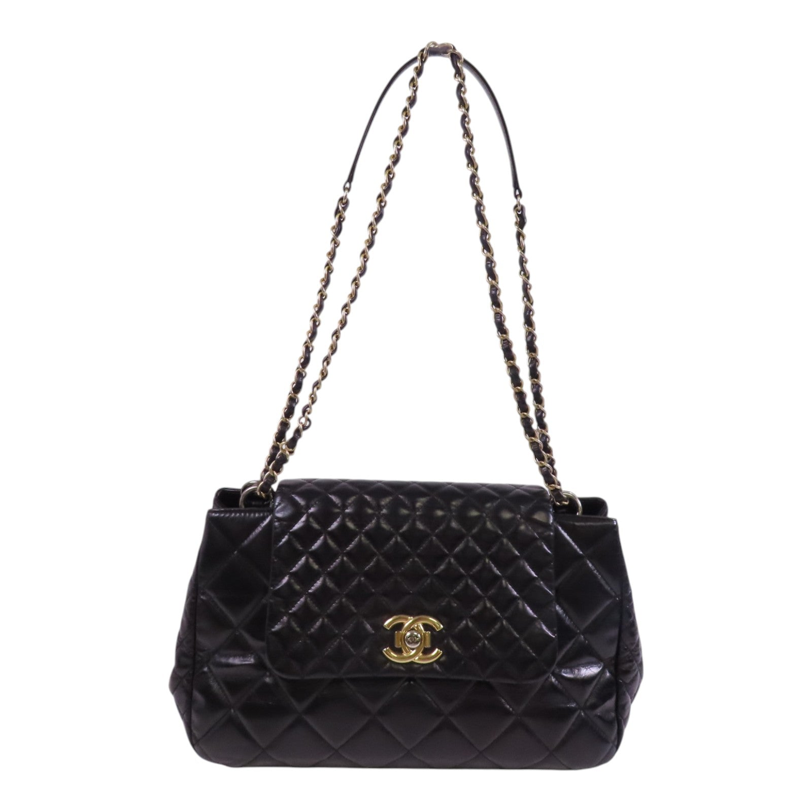 CHANEL 牛皮皮革Chain Shoulder Bag金扣鏈帶肩背袋