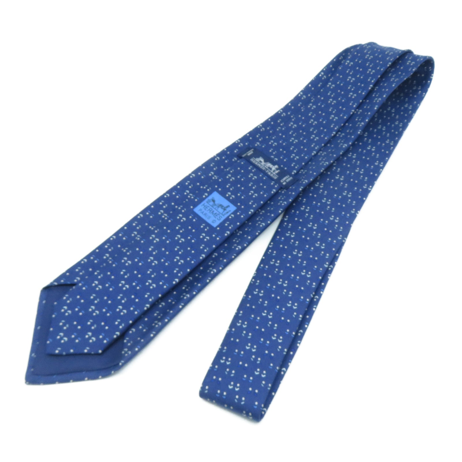 HERMES 【激減優惠】絲質Necktie領帶藍色/白色