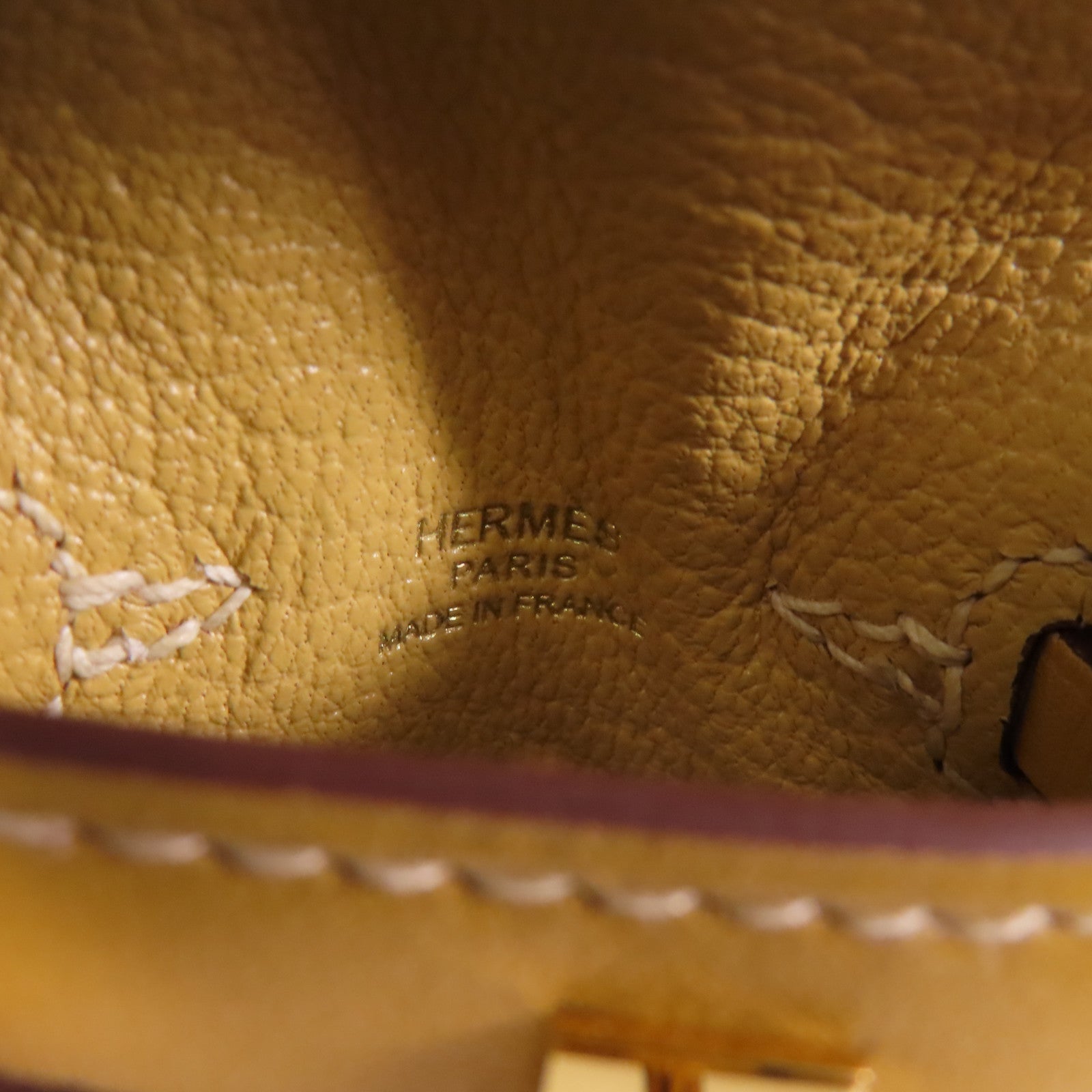 HERMES 【激減優惠】Tadelakt皮革Kelly Bag Charm金扣掛飾黃色