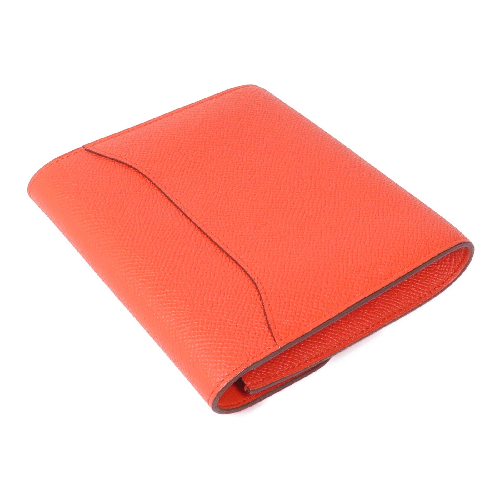 HERMES Epsom皮革Constance Slim Wallet銀扣錢包Rouge Tomato
