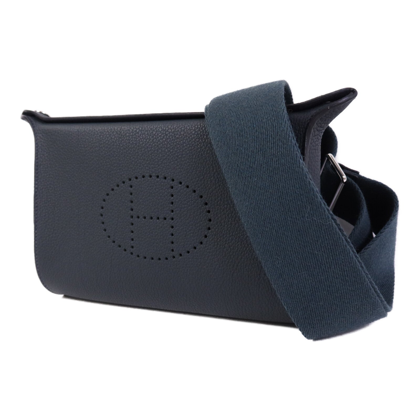 HERMES Togo皮革Videpoches Bag銀扣肩背袋Vert Cyprès
