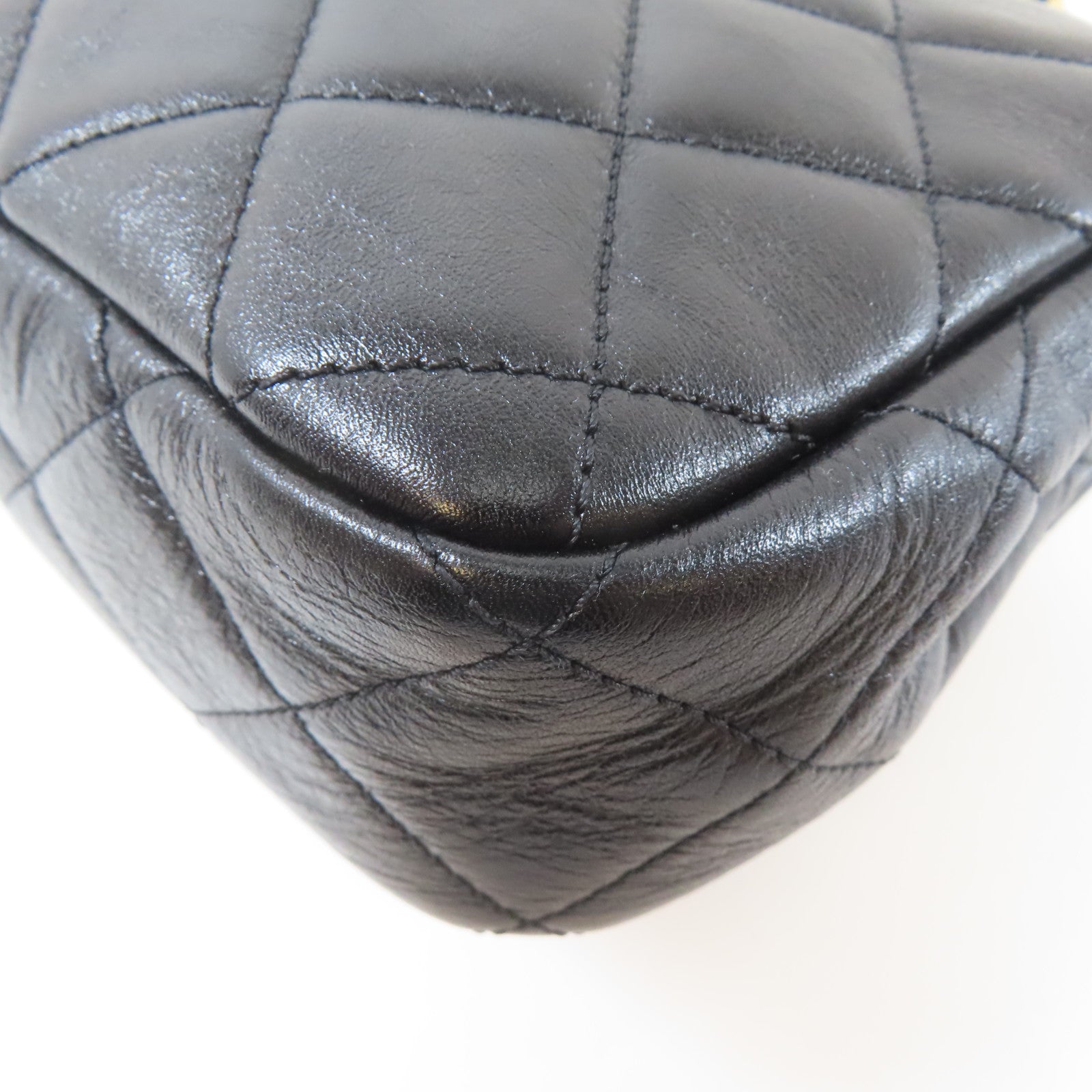 CHANEL 【激減優惠】菱格牛皮皮革Pearl Flap Bag金扣鏈帶肩背袋黑色