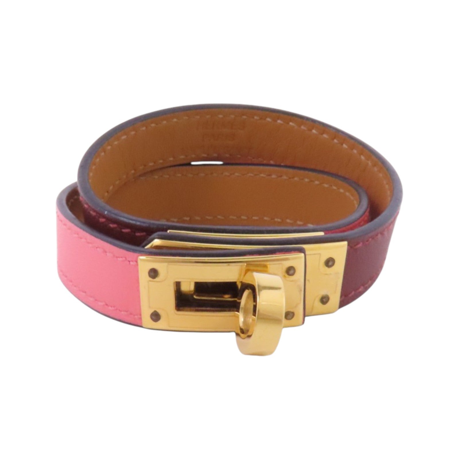 HERMES Swift皮革Double Tour Bracelet金扣手鏈