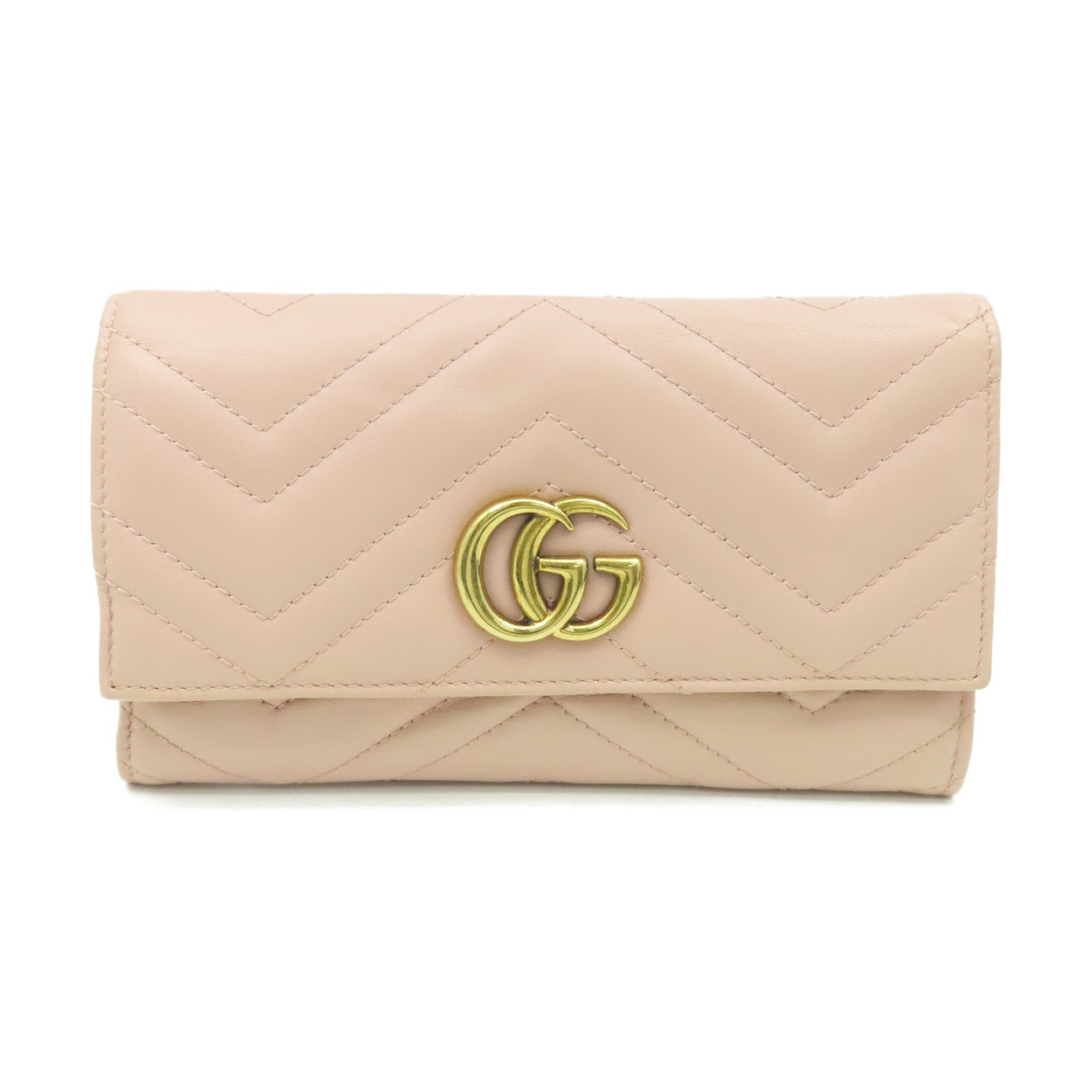 GUCCI 【清倉大減價】牛皮皮革GG Marmont Long Wallet長錢包粉紅色