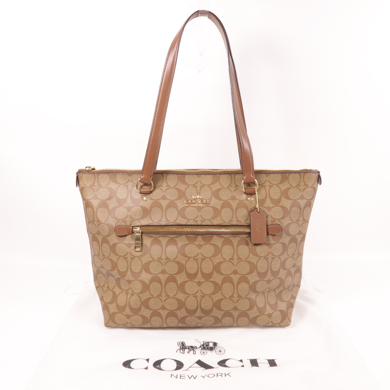 COACH 塗層帆布Tote Bag金扣肩背袋