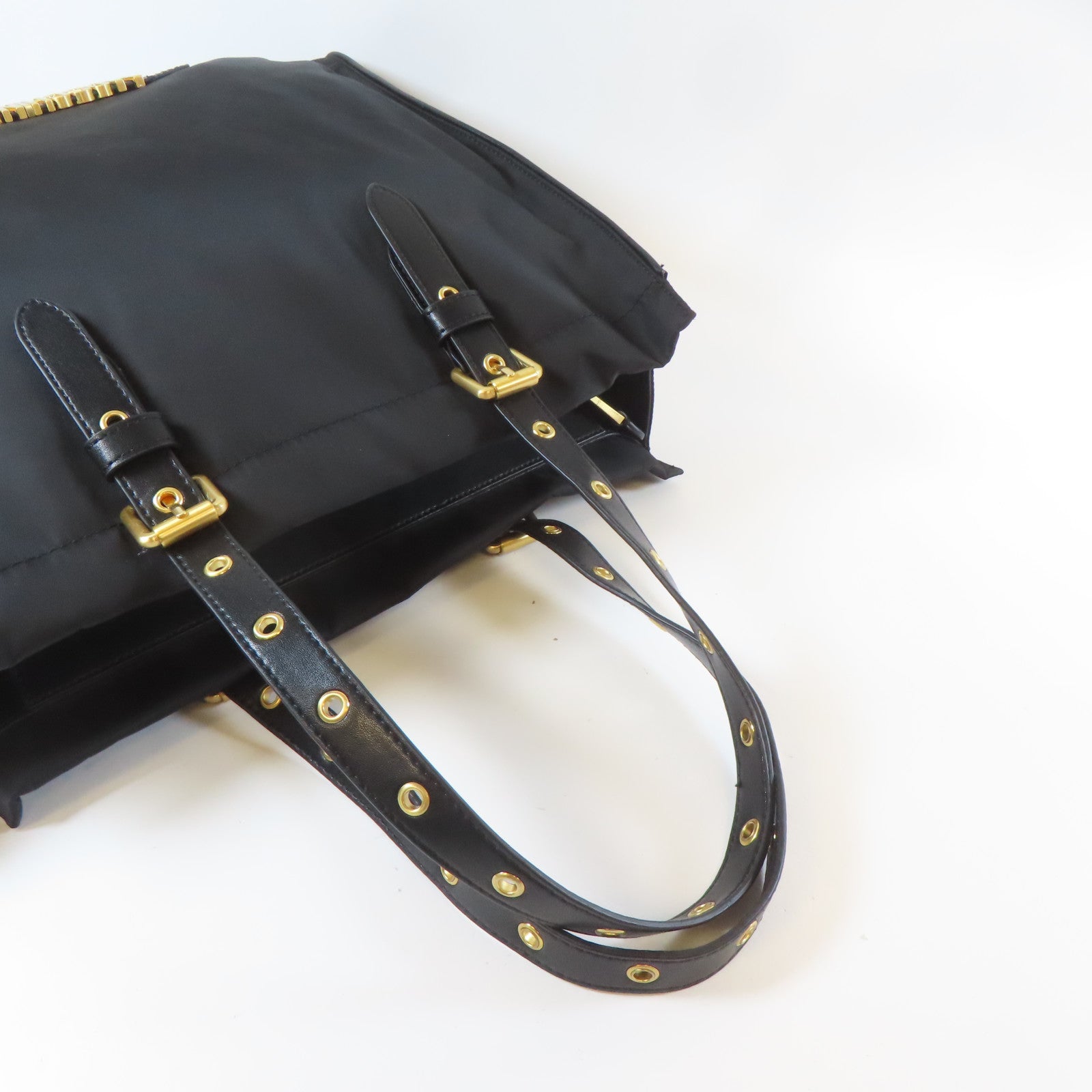 MOSCHINO 尼龍2 Way Bag金扣手挽肩背兩用袋黑色