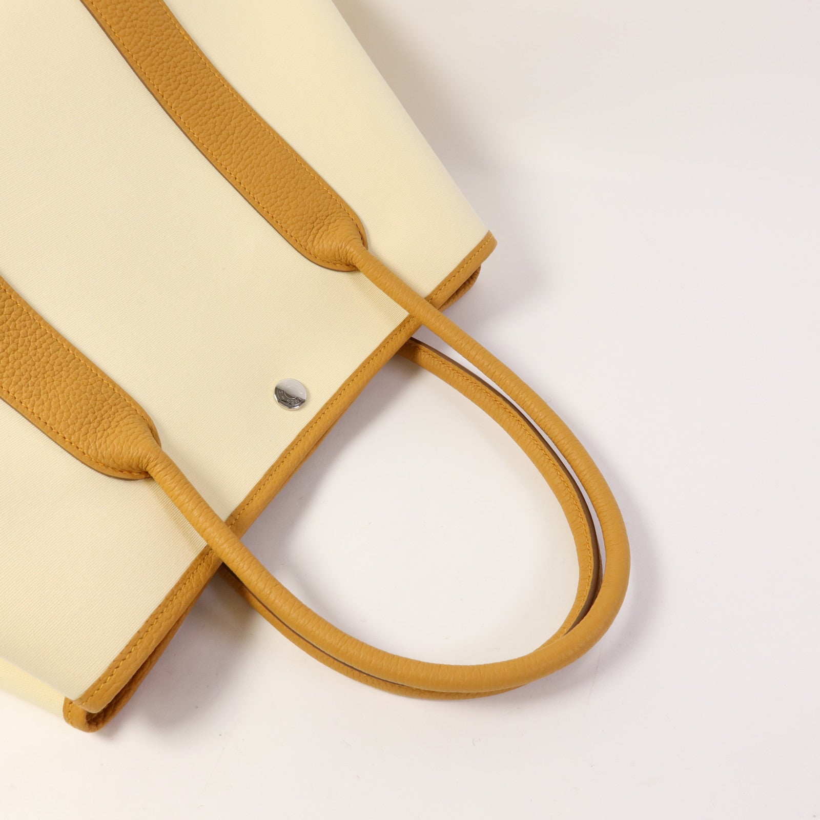 HERMES 帆布/皮革Garden Party PM銀扣手挽袋