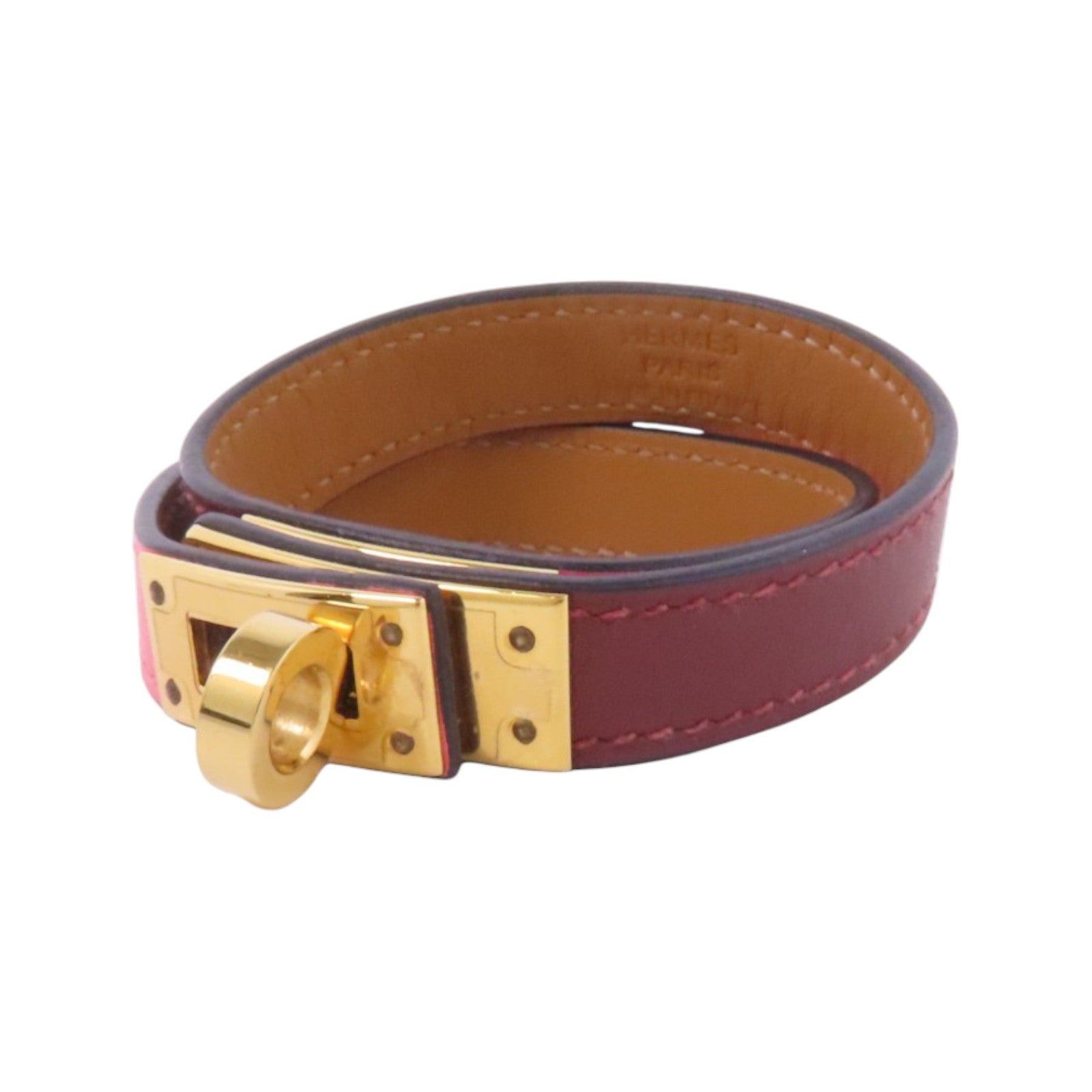 HERMES Swift皮革Double Tour Bracelet金扣手鏈