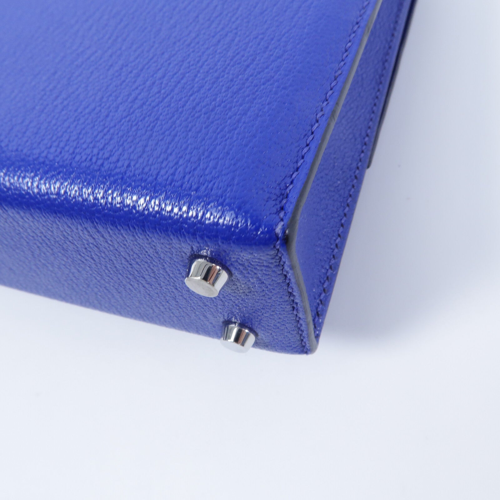 HERMES Chevre皮革Verrou Mini鏈帶肩背袋Bleu Electrique