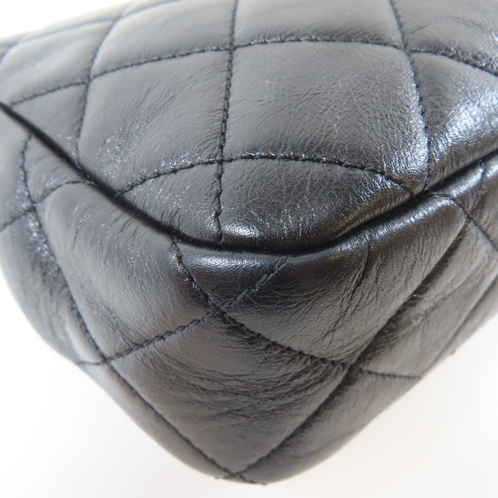 CHANEL 【激減優惠】菱格牛皮皮革Pearl Flap Bag金扣鏈帶肩背袋黑色