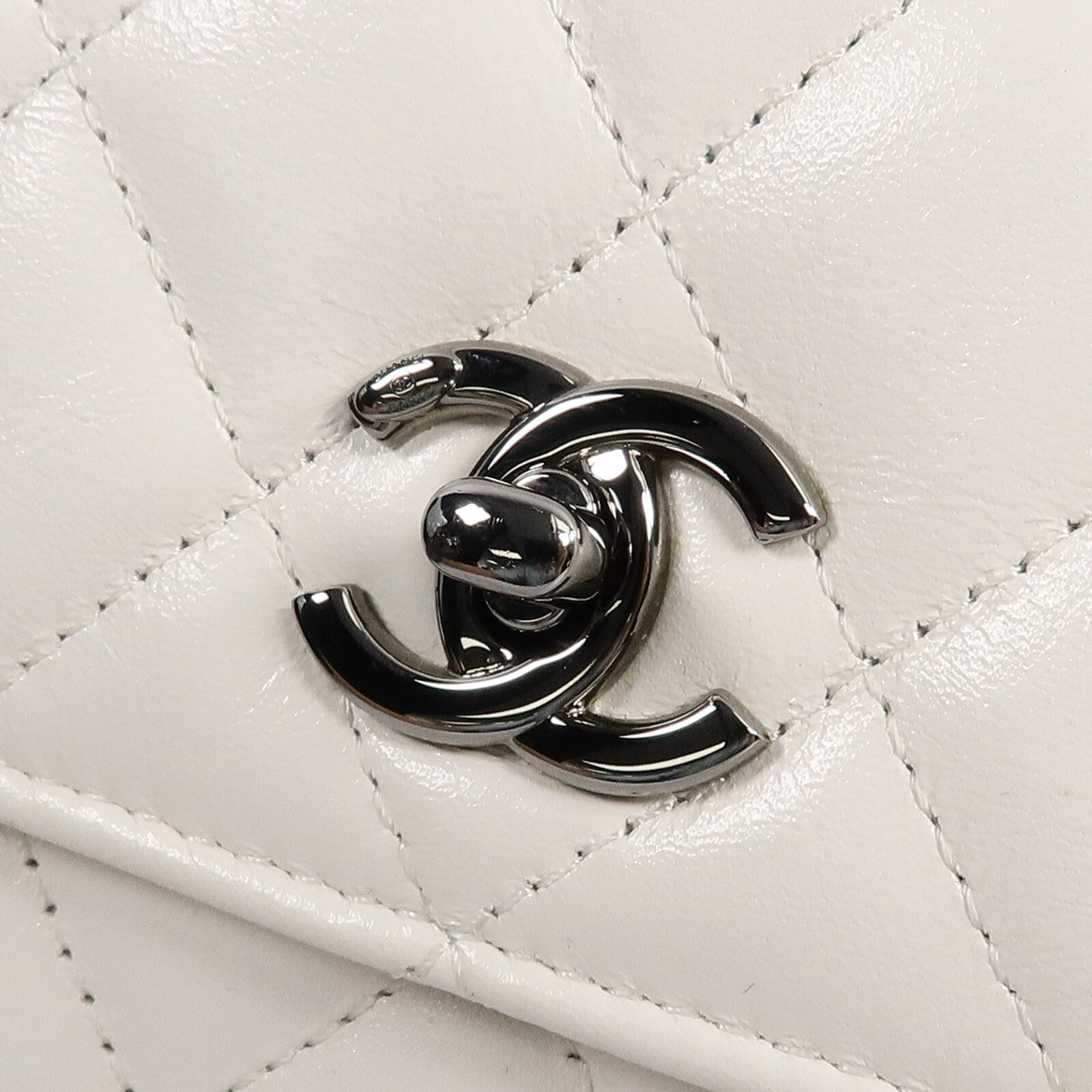 CHANEL 牛皮皮革Top Handle Flap Bag鏈帶手挽肩背兩用袋