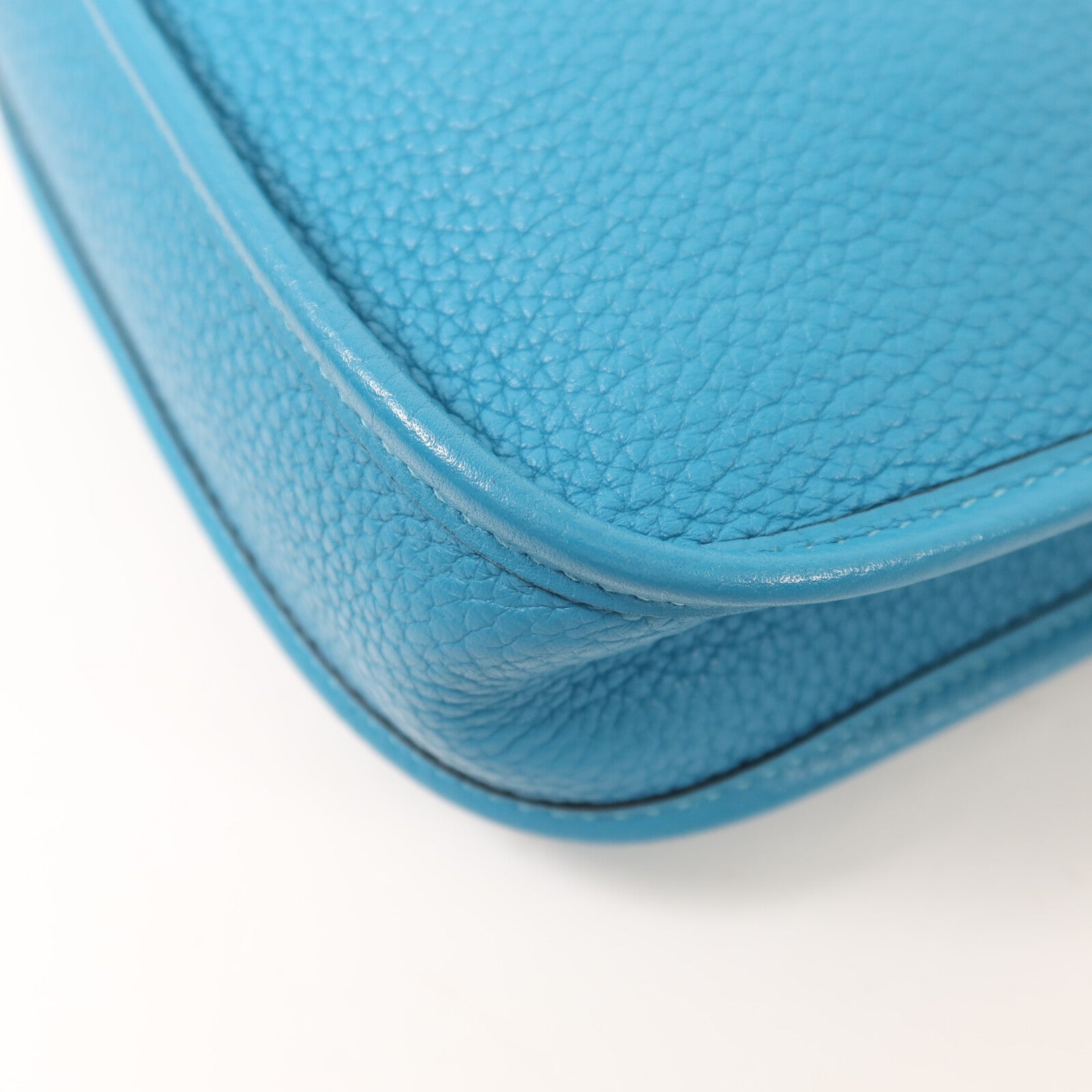 HERMES 【激減優惠】Clemence皮革Evelyne TPM銀扣肩背袋Bleu Paon