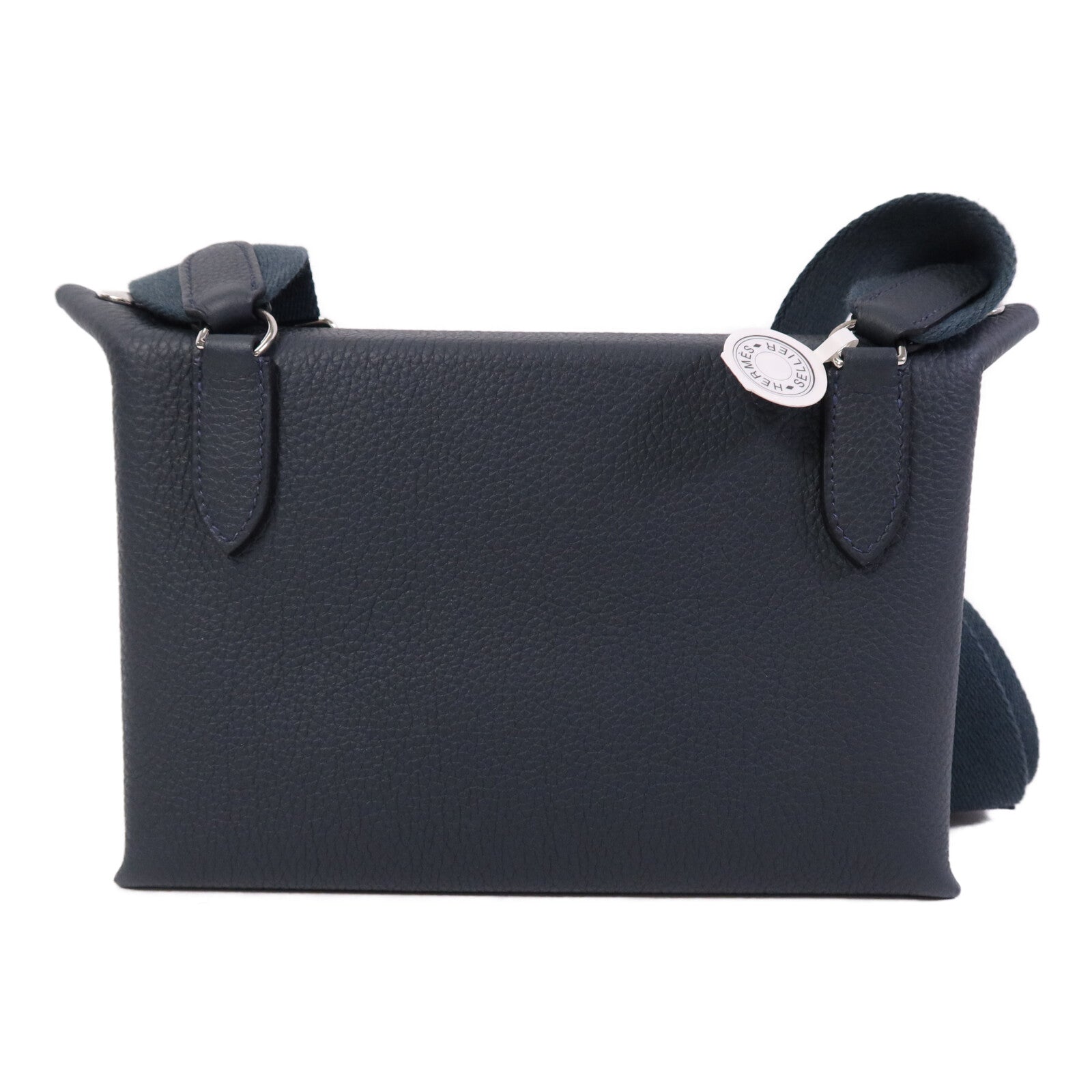 HERMES Togo皮革Videpoches Bag銀扣肩背袋Vert Cyprès
