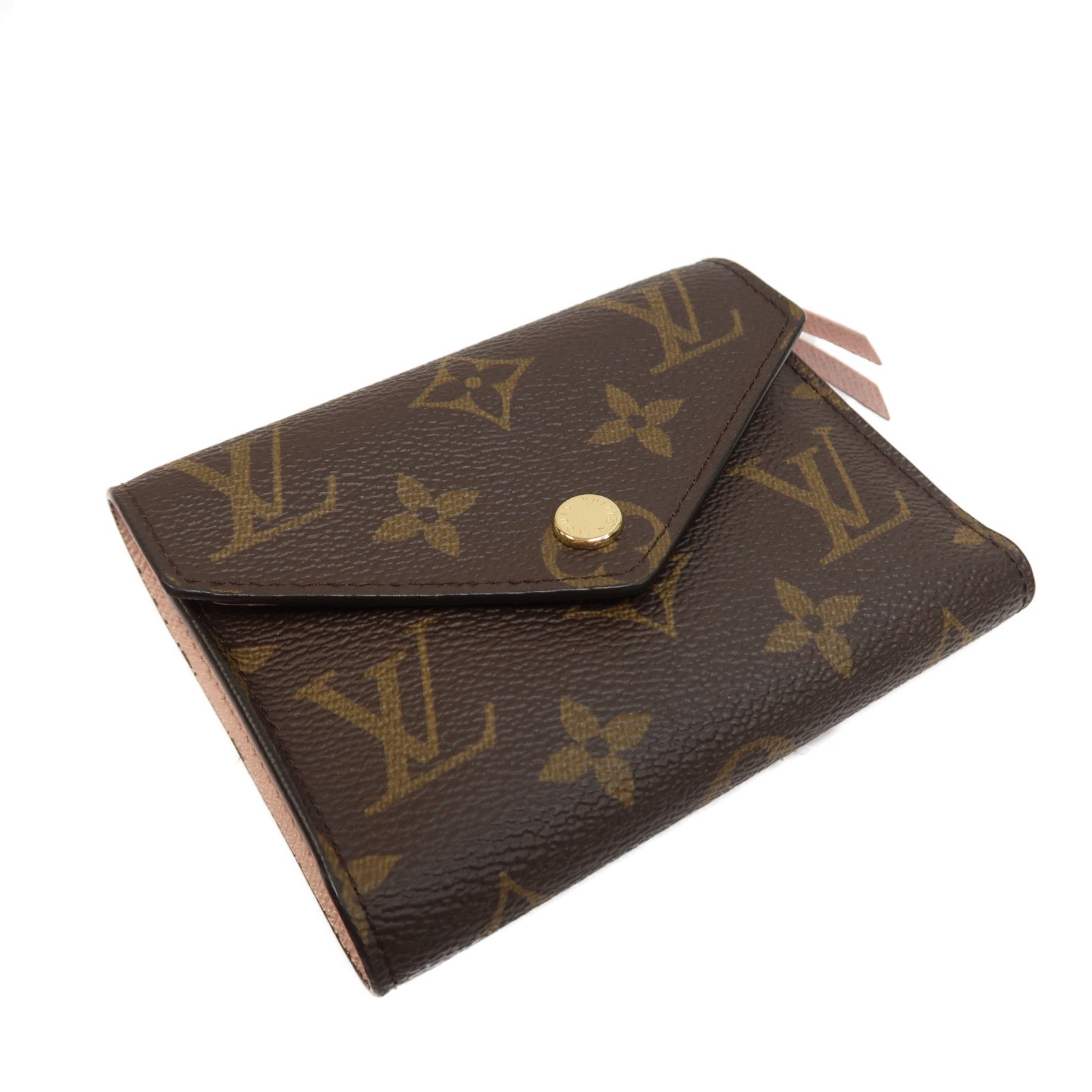 LOUIS VUITTON Monogram Victrine Wallet金扣錢包啡色/粉紅色