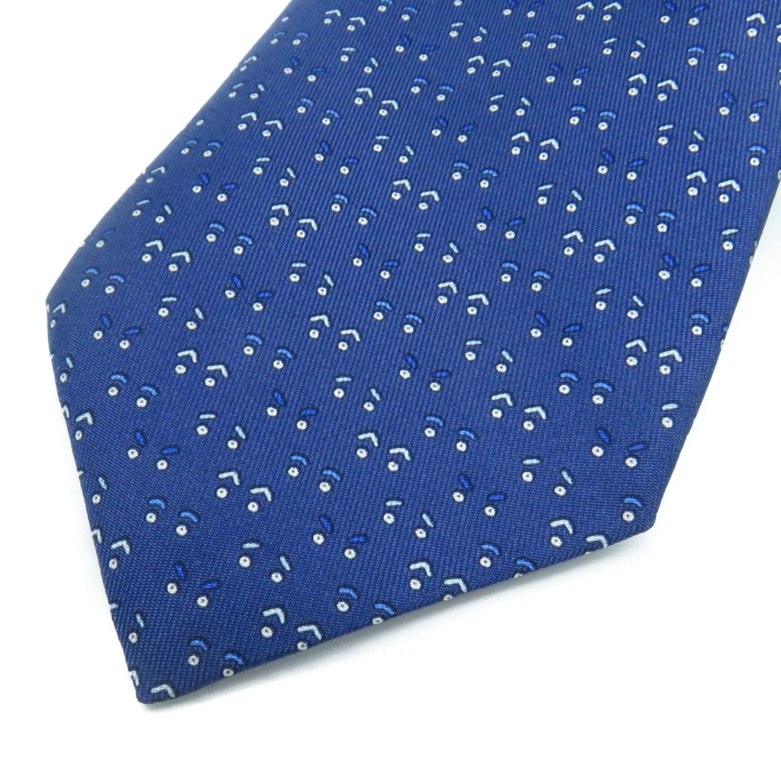 HERMES 【激減優惠】絲質Necktie領帶藍色/白色