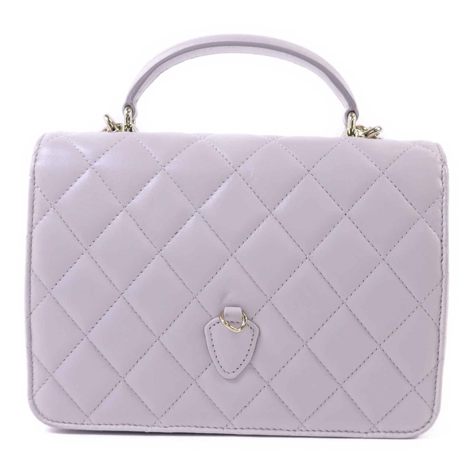 CHANEL 羊皮皮革Mini Flap Bag With Top Handle金扣手挽肩背兩用袋