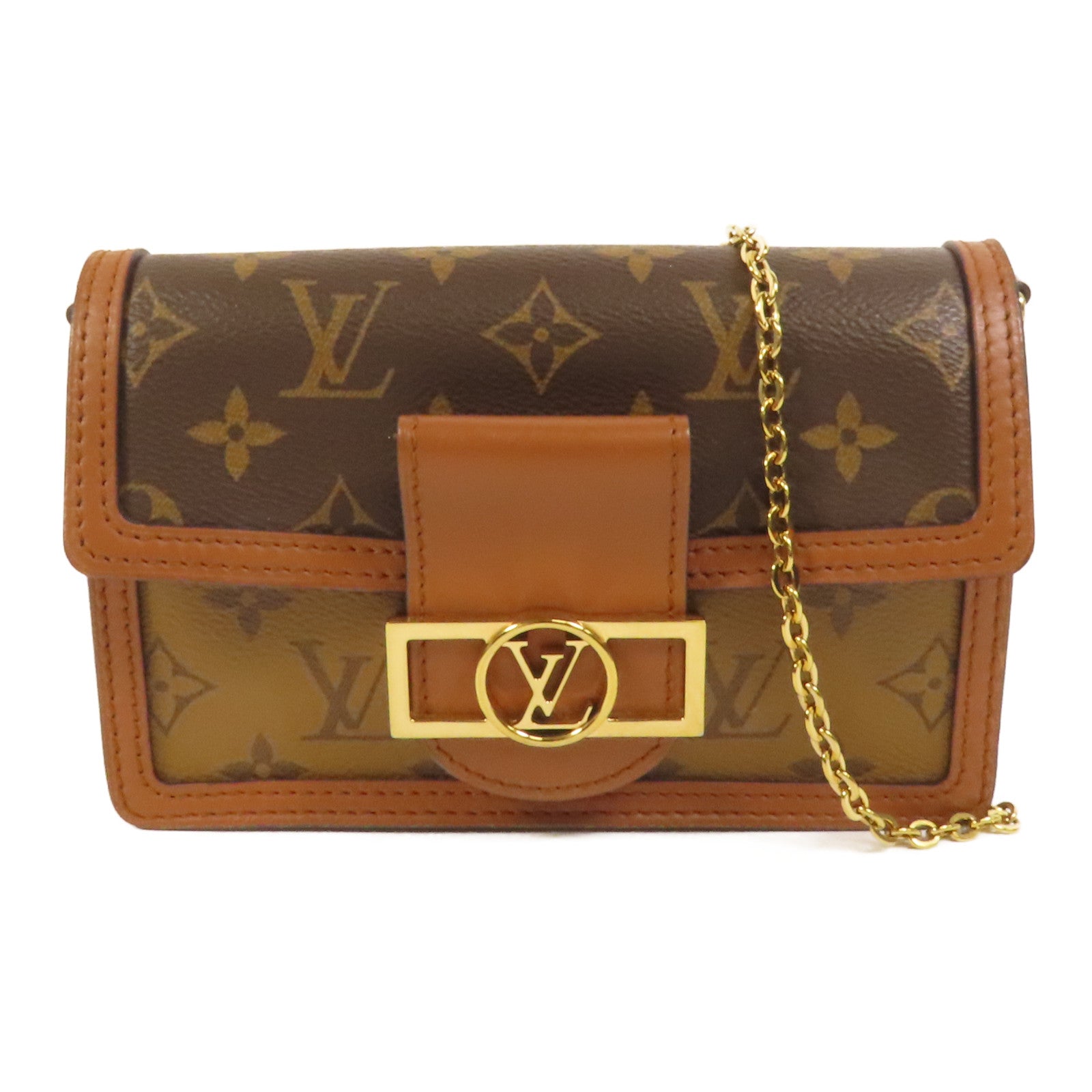 LOUIS VUITTON 【激減優惠】Monogram Reverse Mini Dauphine金扣肩背袋