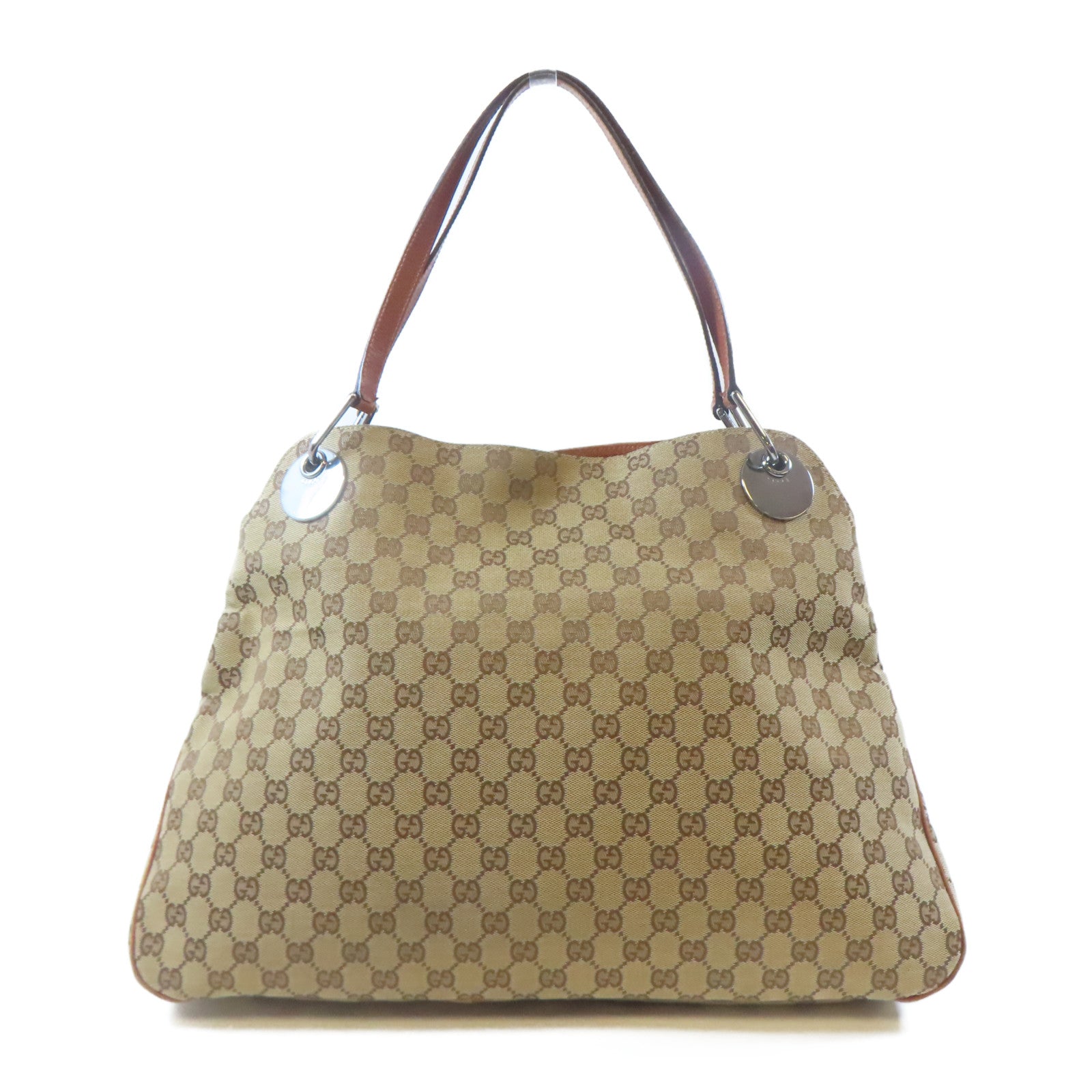 GUCCI 帆布Shoulder Bag銀扣肩背袋啡色
