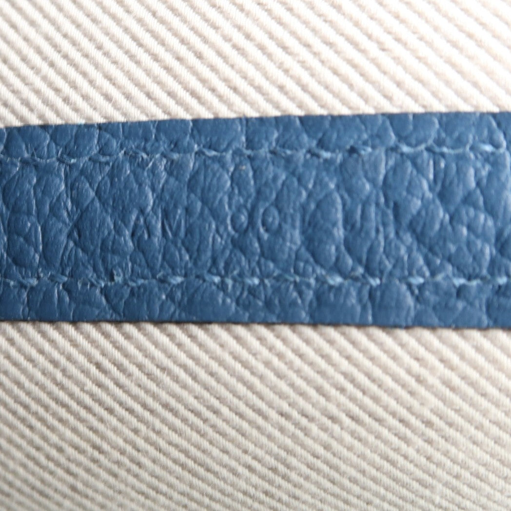 HERMES 【激減優惠】Country皮革Garden Party PM銀扣手挽袋Bleu De Prusse