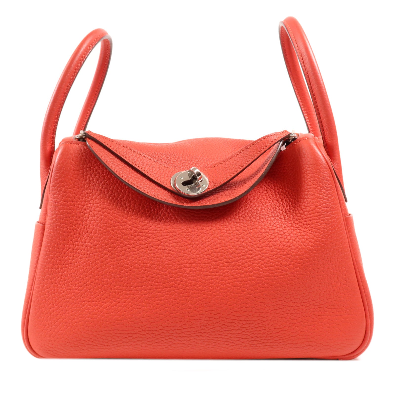 HERMES Clemence皮革Lindy 26銀扣手挽肩背兩用袋Rose Jaipur