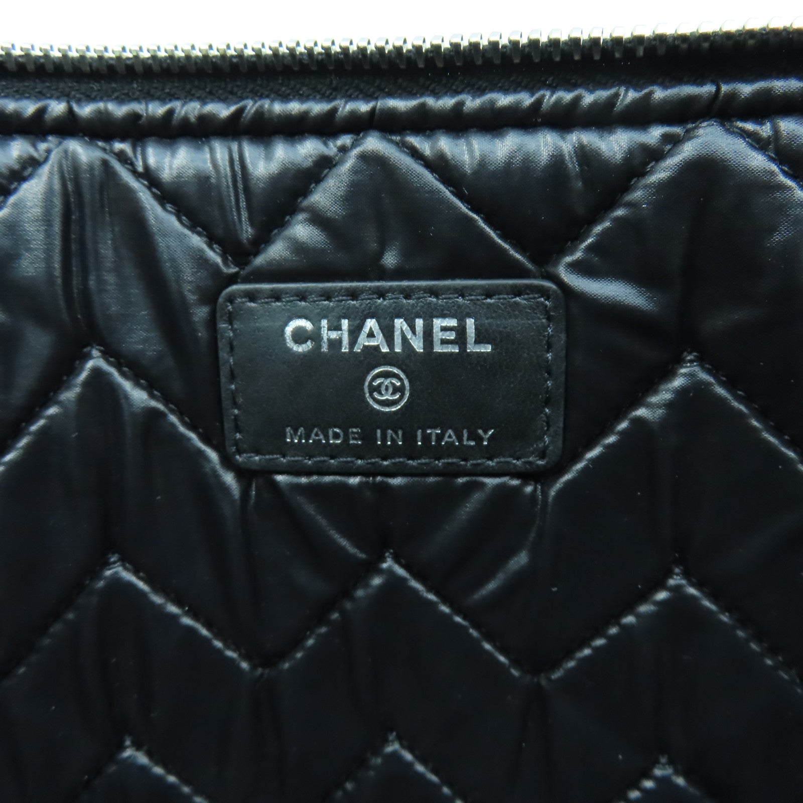 CHANEL 【激減優惠】斜紋羊皮皮革Clutch Bag銀扣手拿包黑色