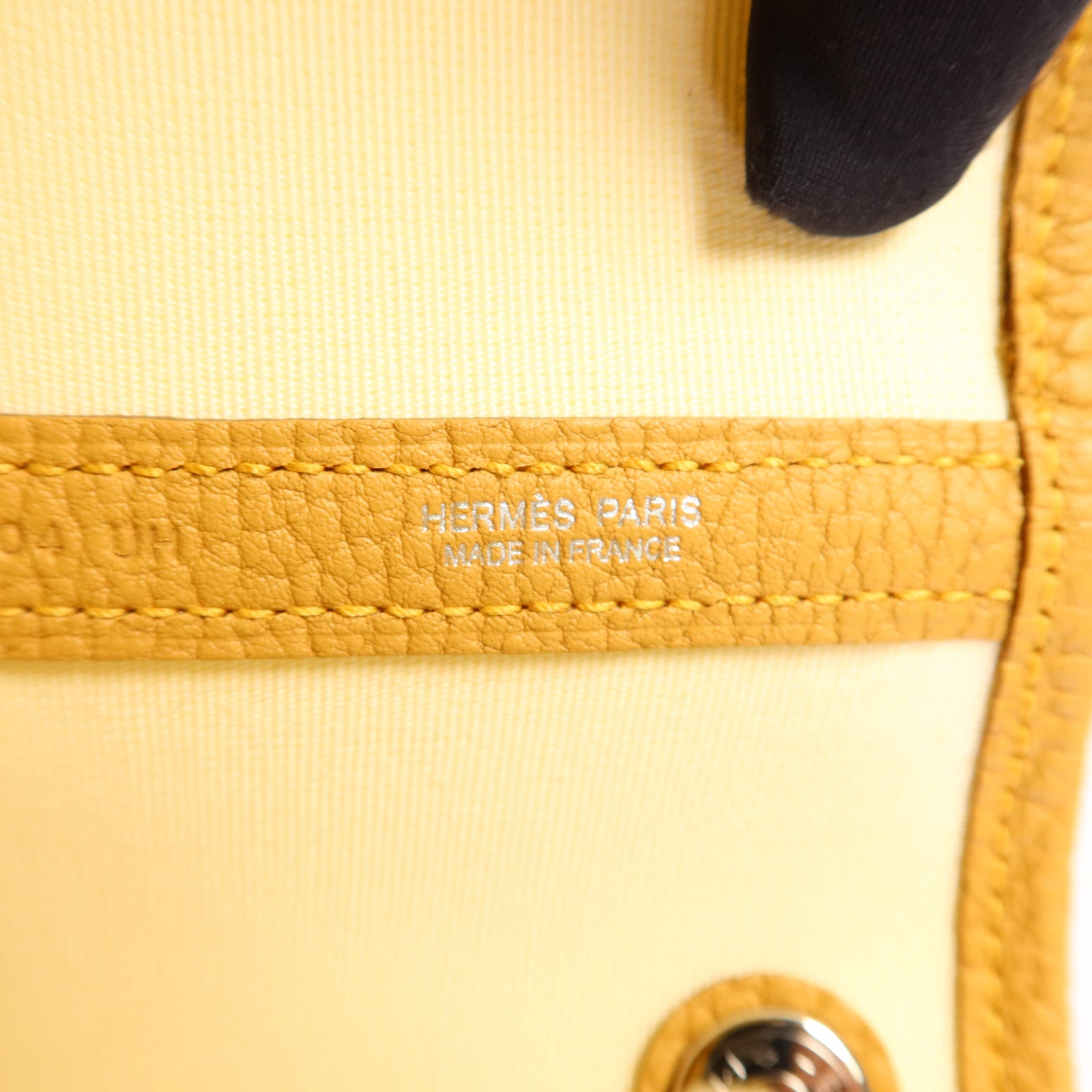 HERMES 帆布/皮革Garden Party PM銀扣手挽袋