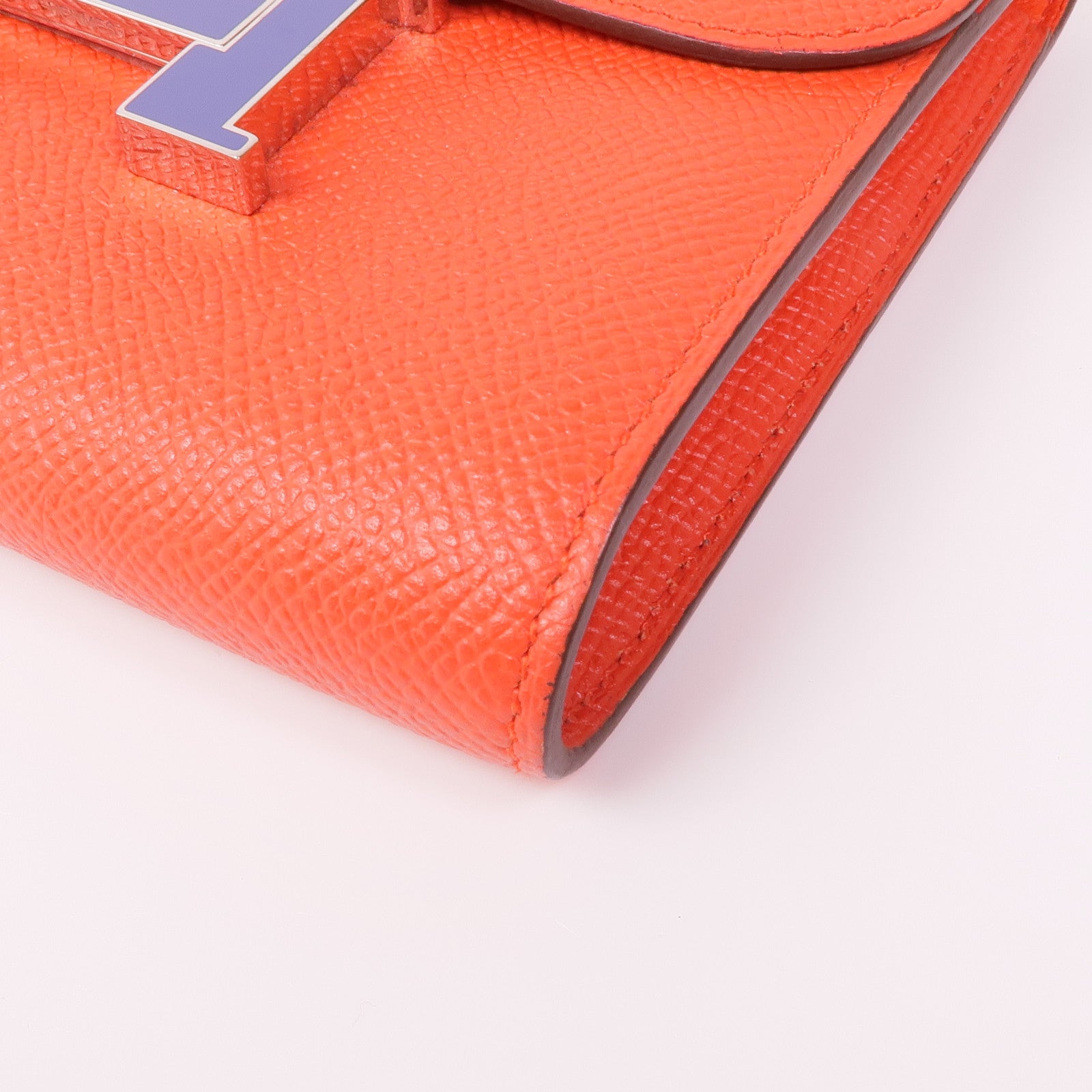 HERMES Epsom皮革Constance Slim Wallet銀扣錢包Rouge Tomato