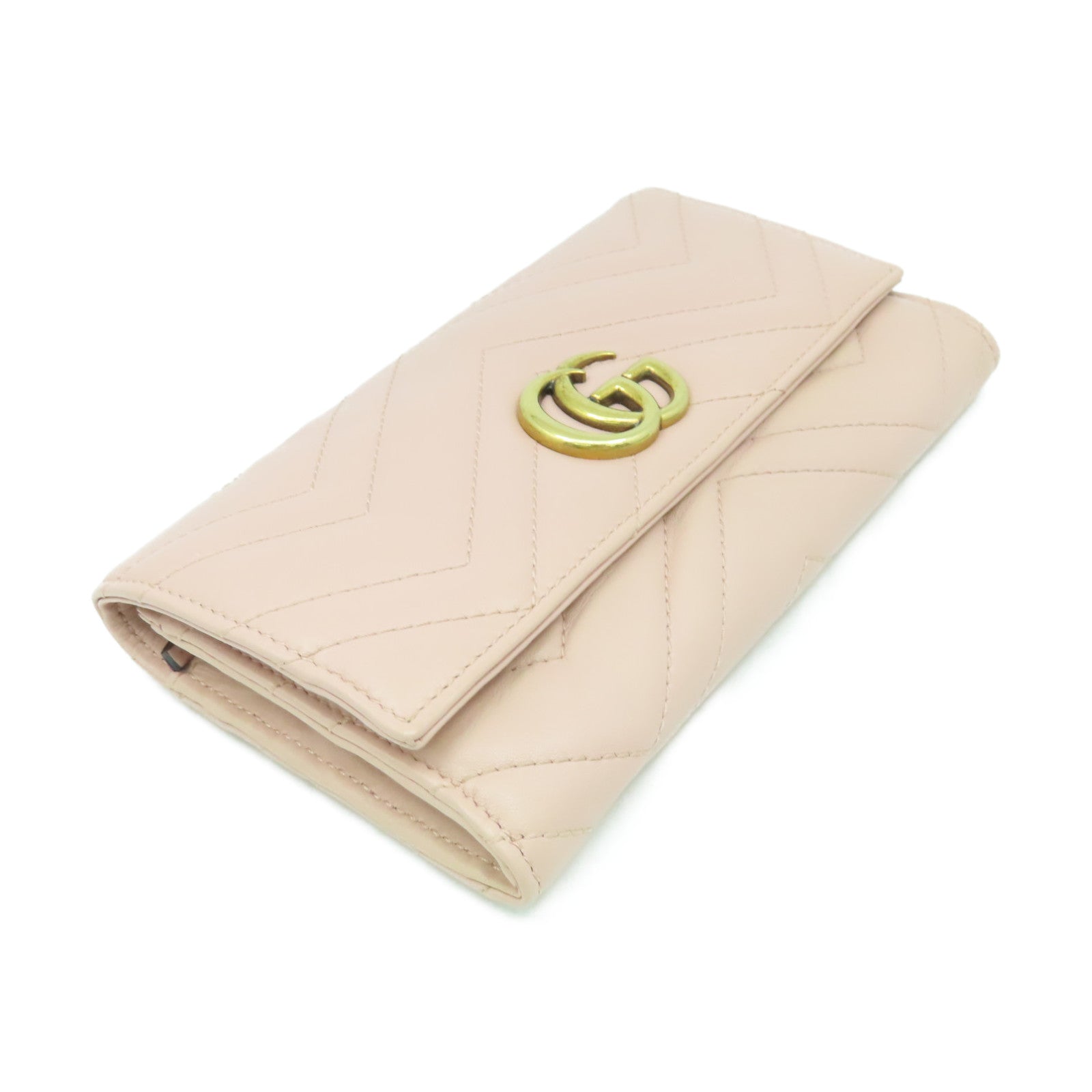 GUCCI 【清倉大減價】牛皮皮革GG Marmont Long Wallet長錢包粉紅色
