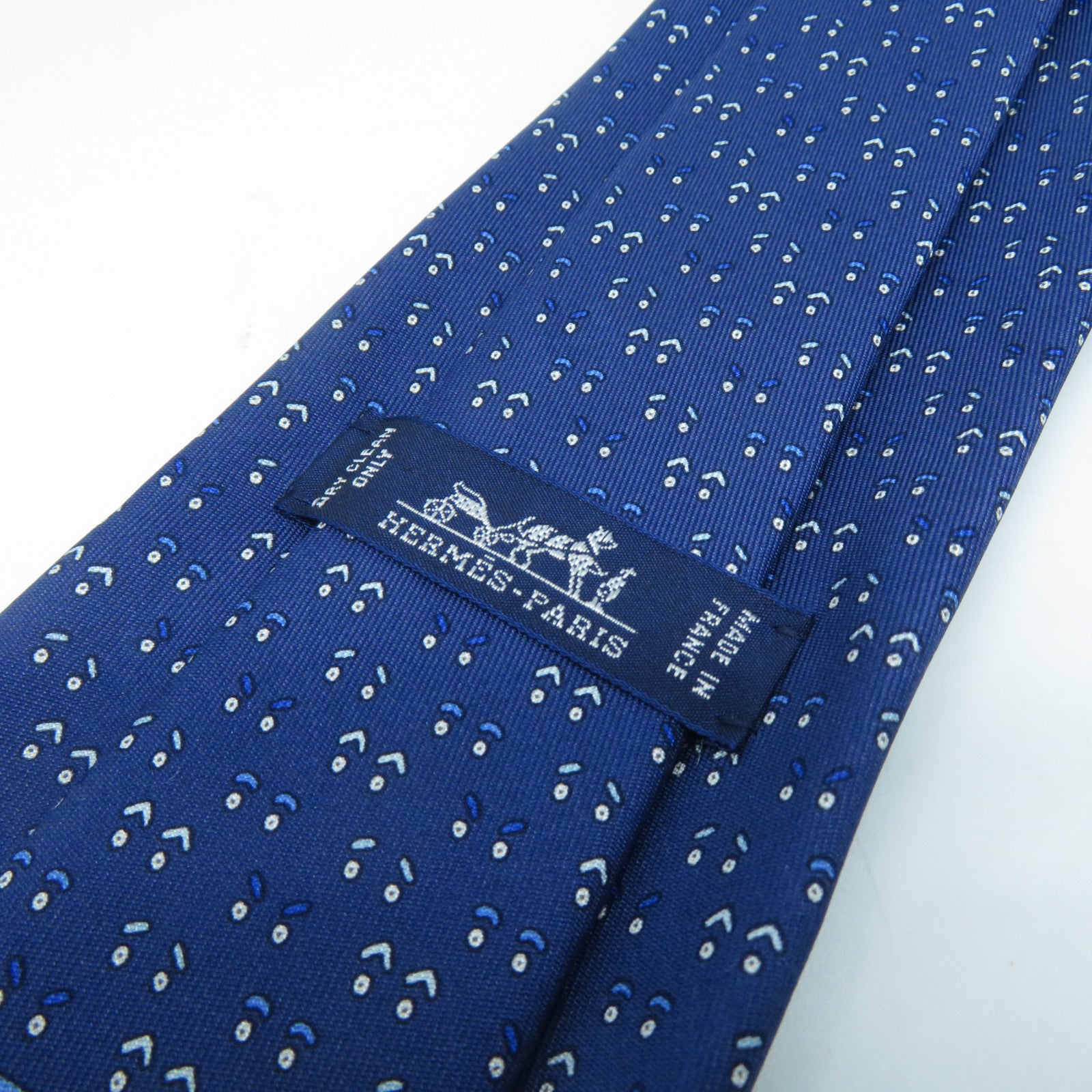 HERMES 【激減優惠】絲質Necktie領帶藍色/白色