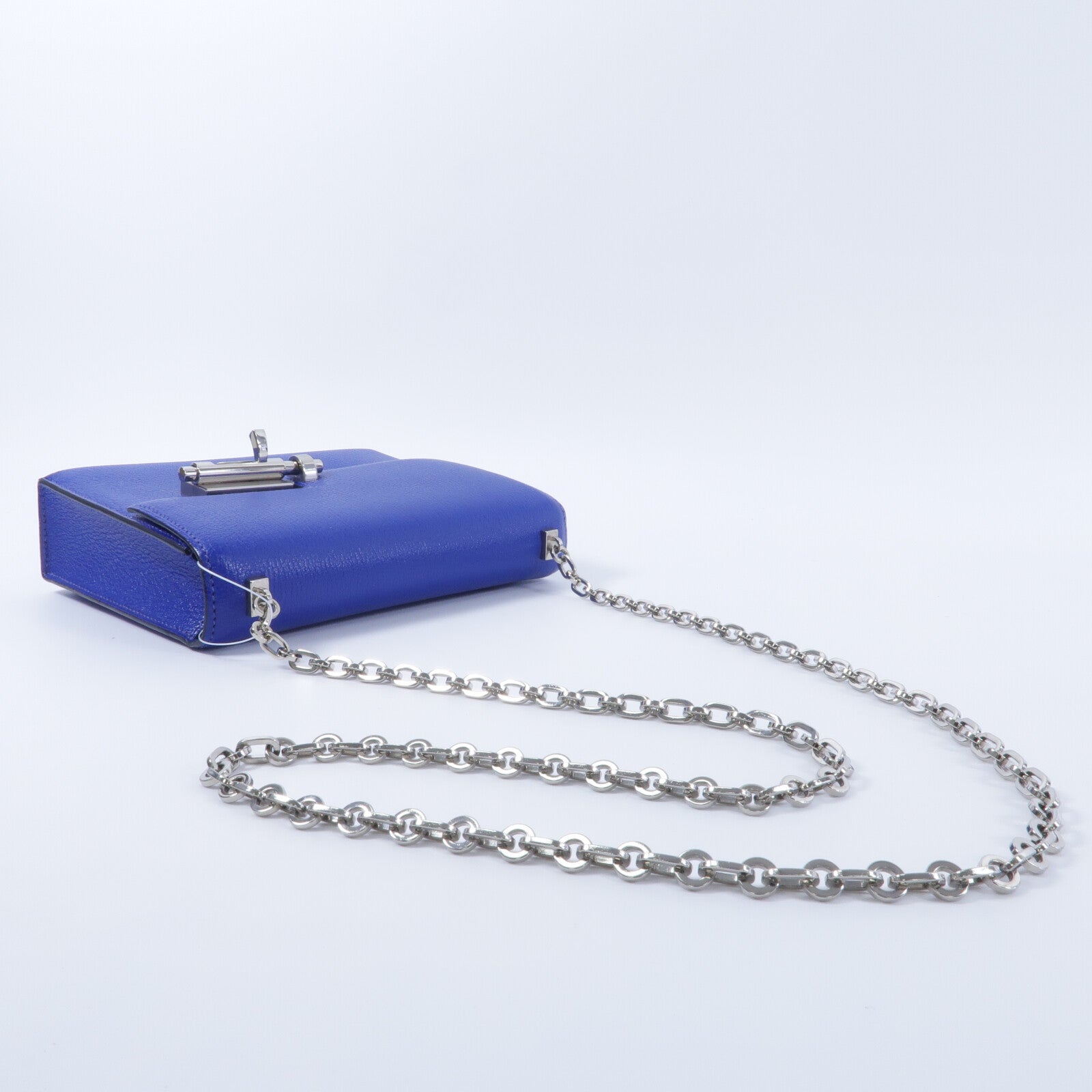 HERMES 【激減優惠】Chevre皮革Verrou Mini鏈帶肩背袋Bleu Electrique