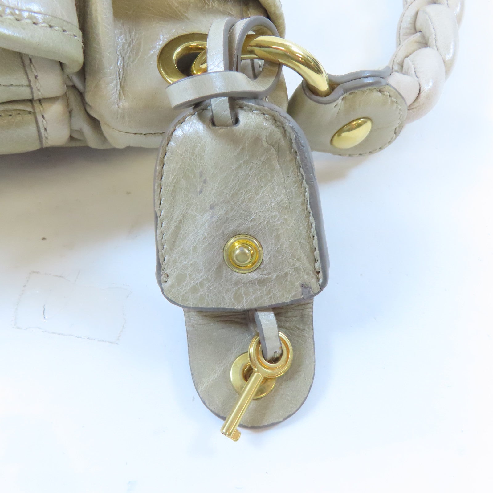 Miu Miu 牛皮皮革2 Way Shoulder Bag金扣手挽肩背兩用袋灰色