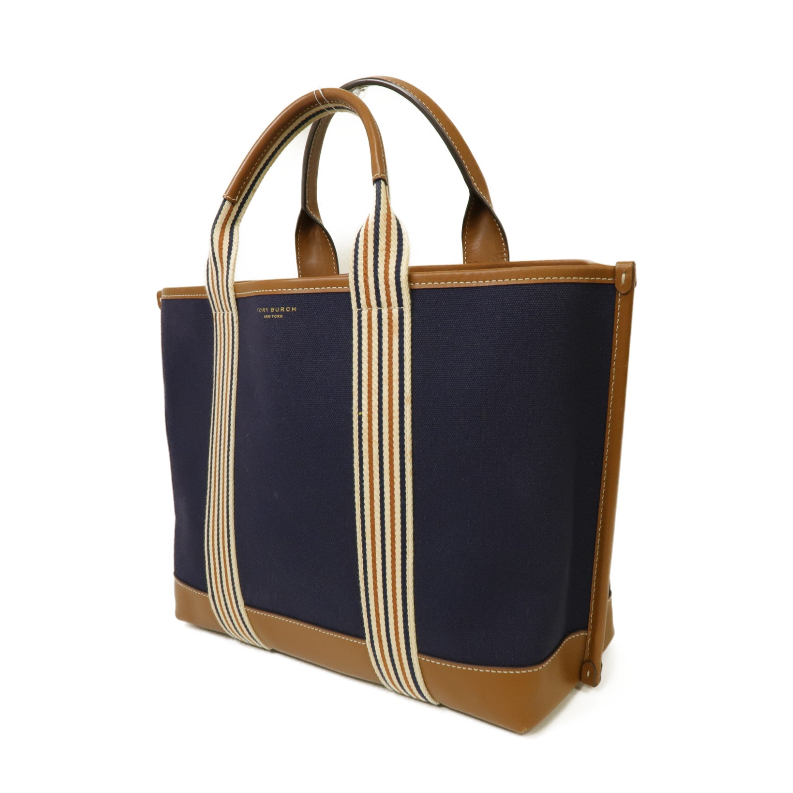 Tory Burch 帆布Tote Bag金扣手挽袋深藍色