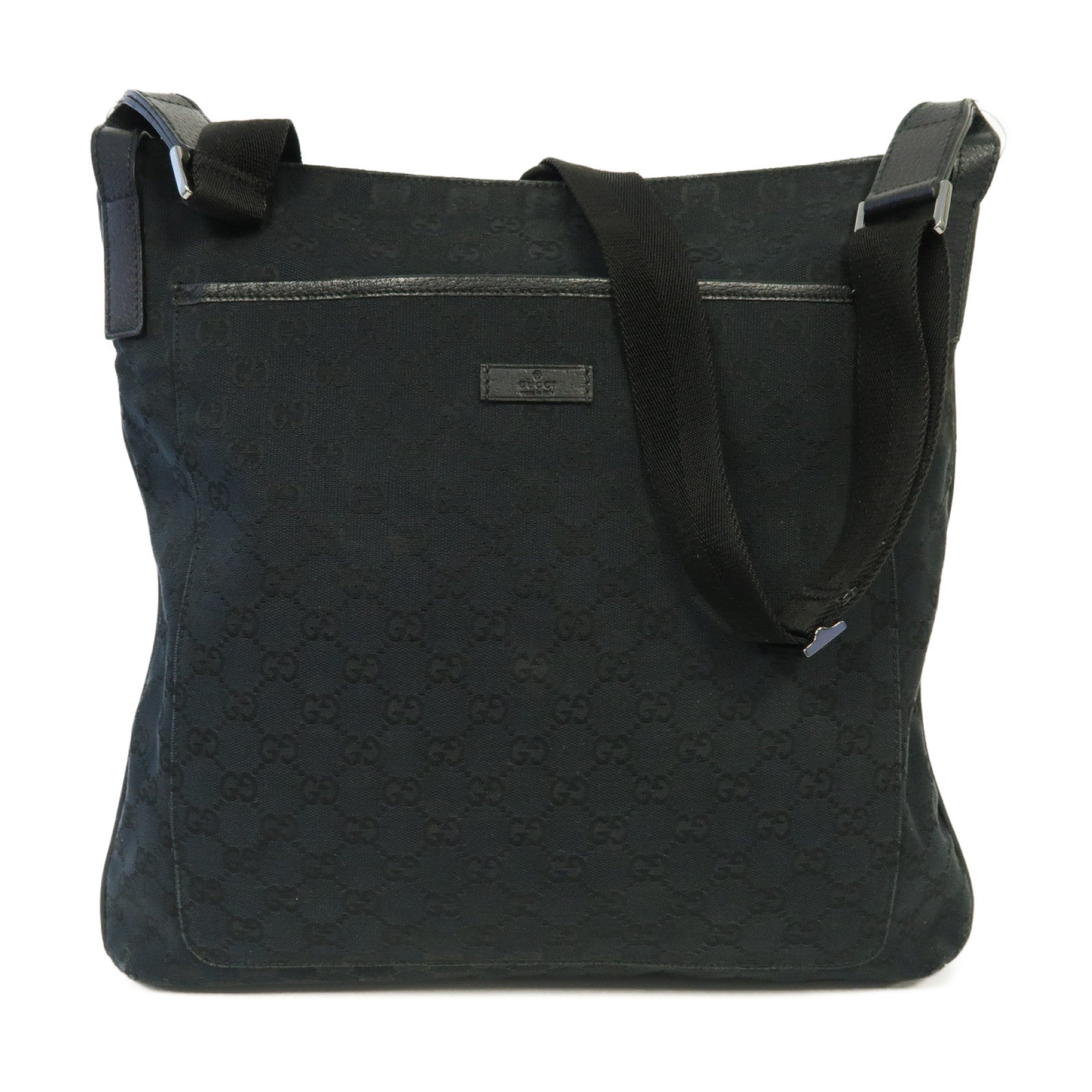 GUCCI 【激減優惠】帆布Shoulder Bag銀扣肩背袋黒色