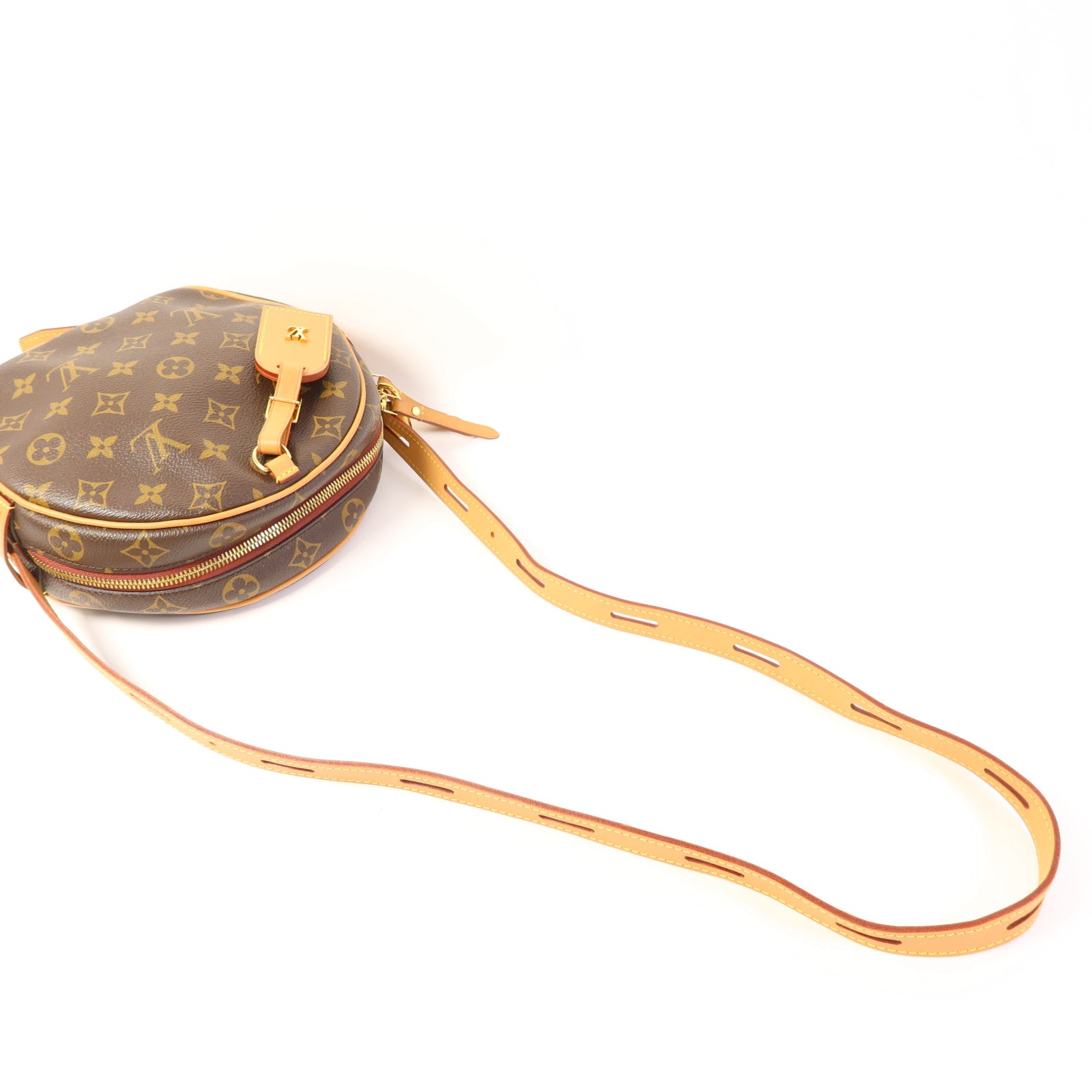 LOUIS VUITTON Monogram Boite Chapeau Souple金扣肩背袋棕色