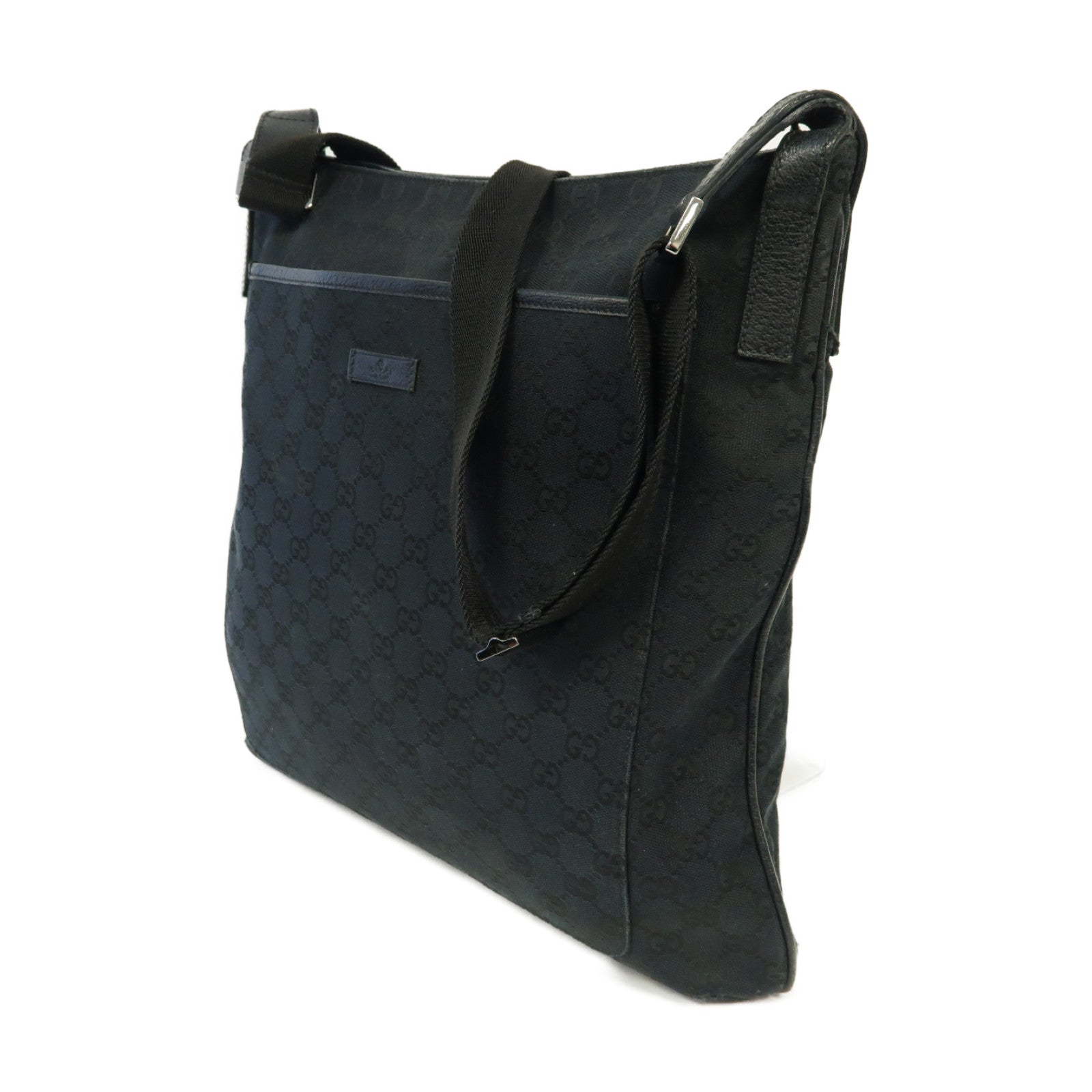 GUCCI 【激減優惠】帆布Shoulder Bag銀扣肩背袋黒色