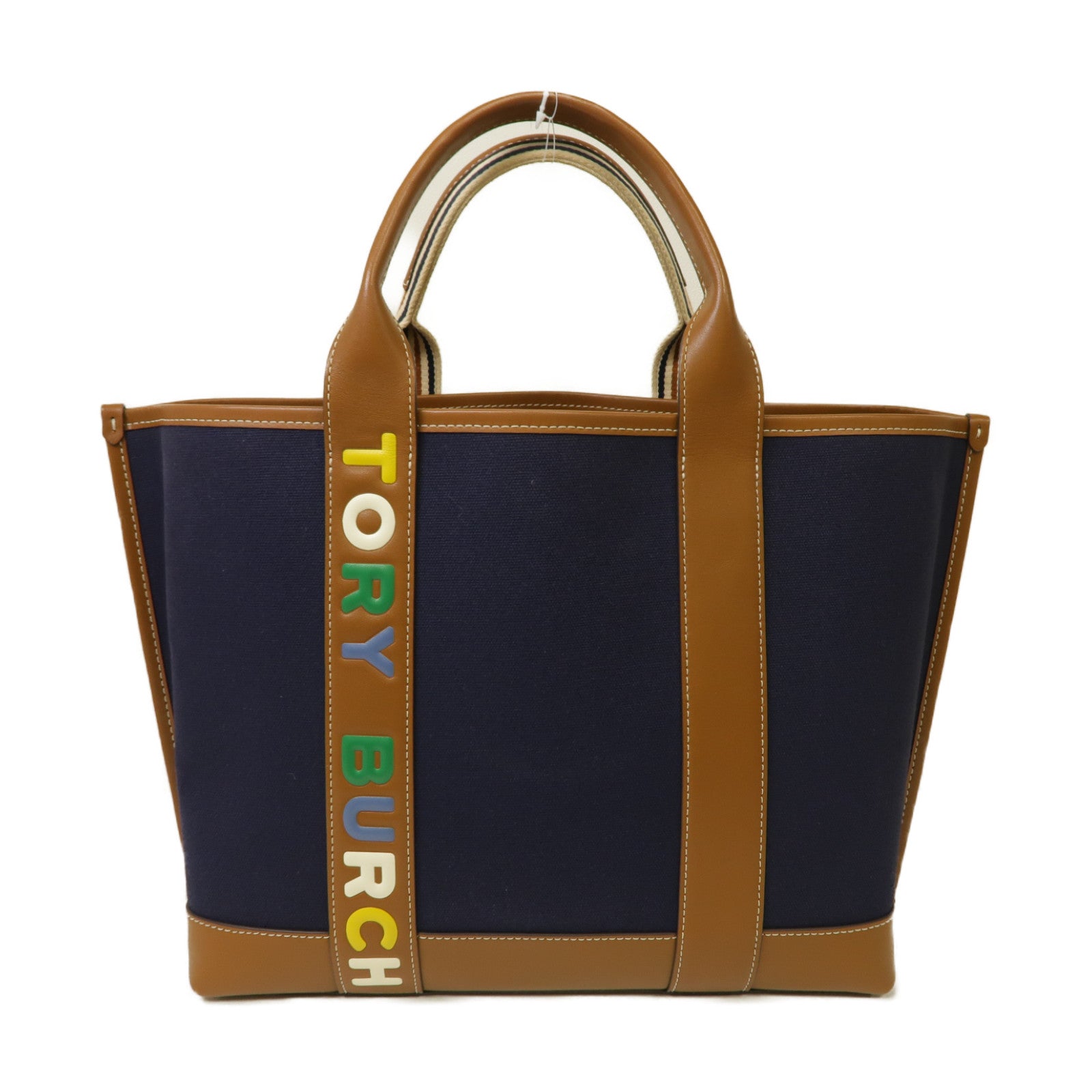 Tory Burch 帆布Tote Bag金扣手挽袋深藍色