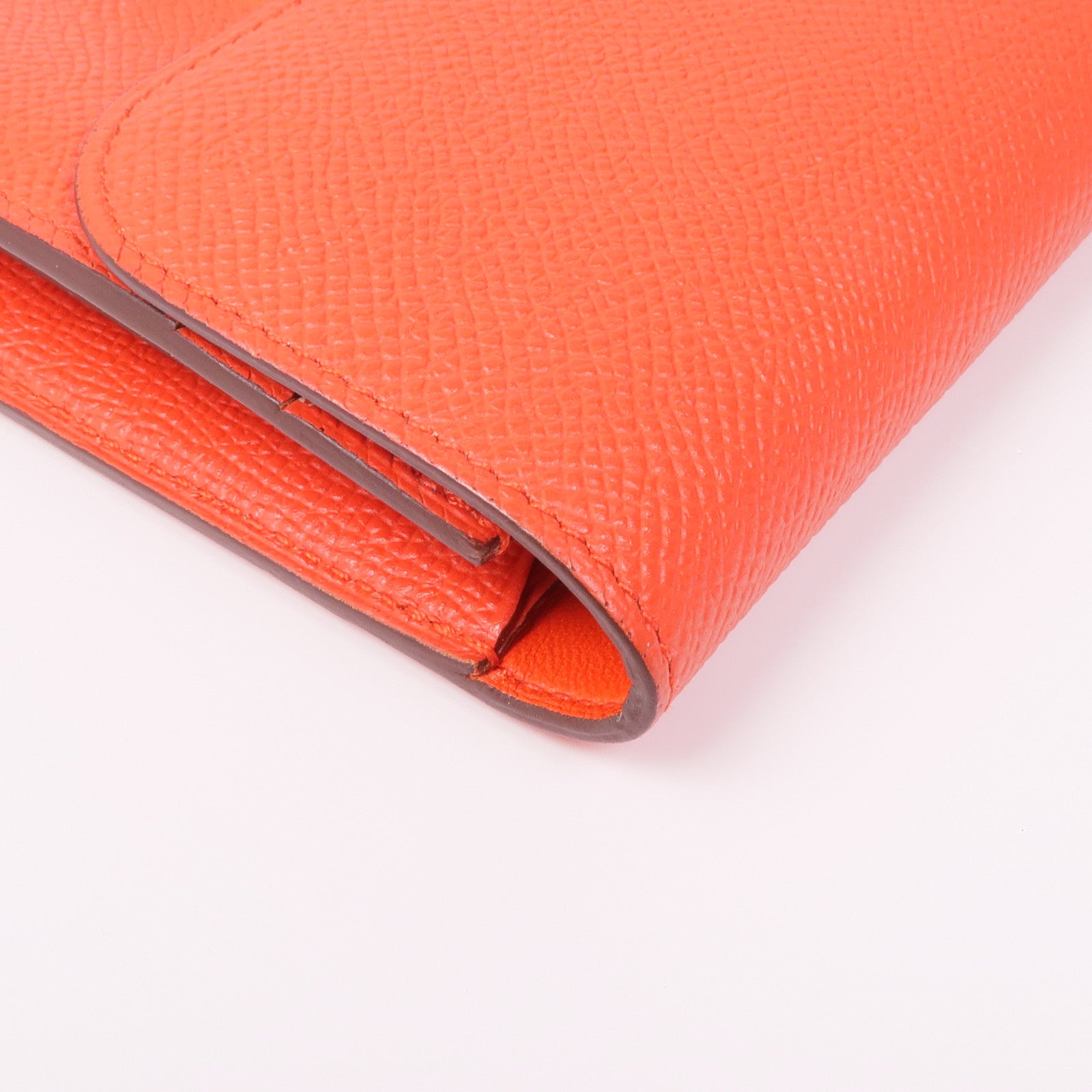 HERMES Epsom皮革Constance Slim Wallet銀扣錢包Rouge Tomato
