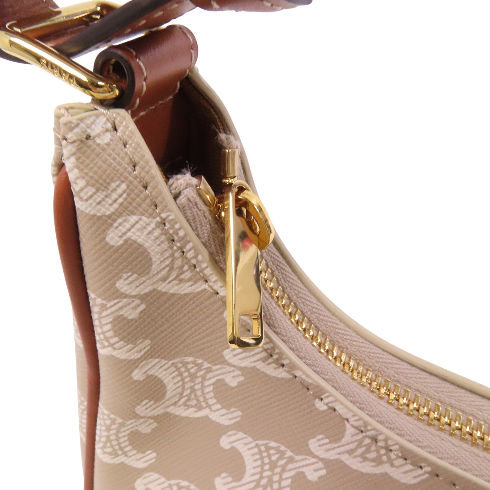 CELINE Trionphe塗層帆布Aca Medium Bag金扣肩背袋