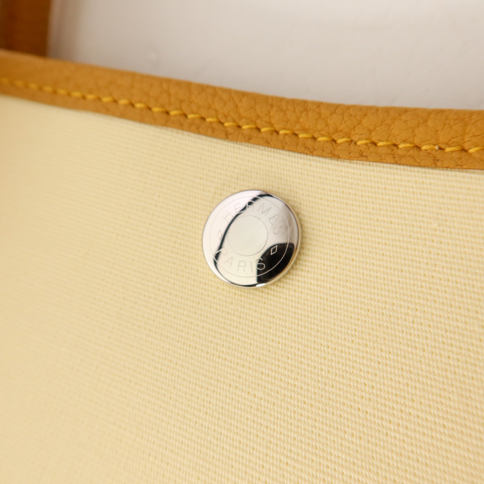 HERMES 帆布/皮革Garden Party PM銀扣手挽袋