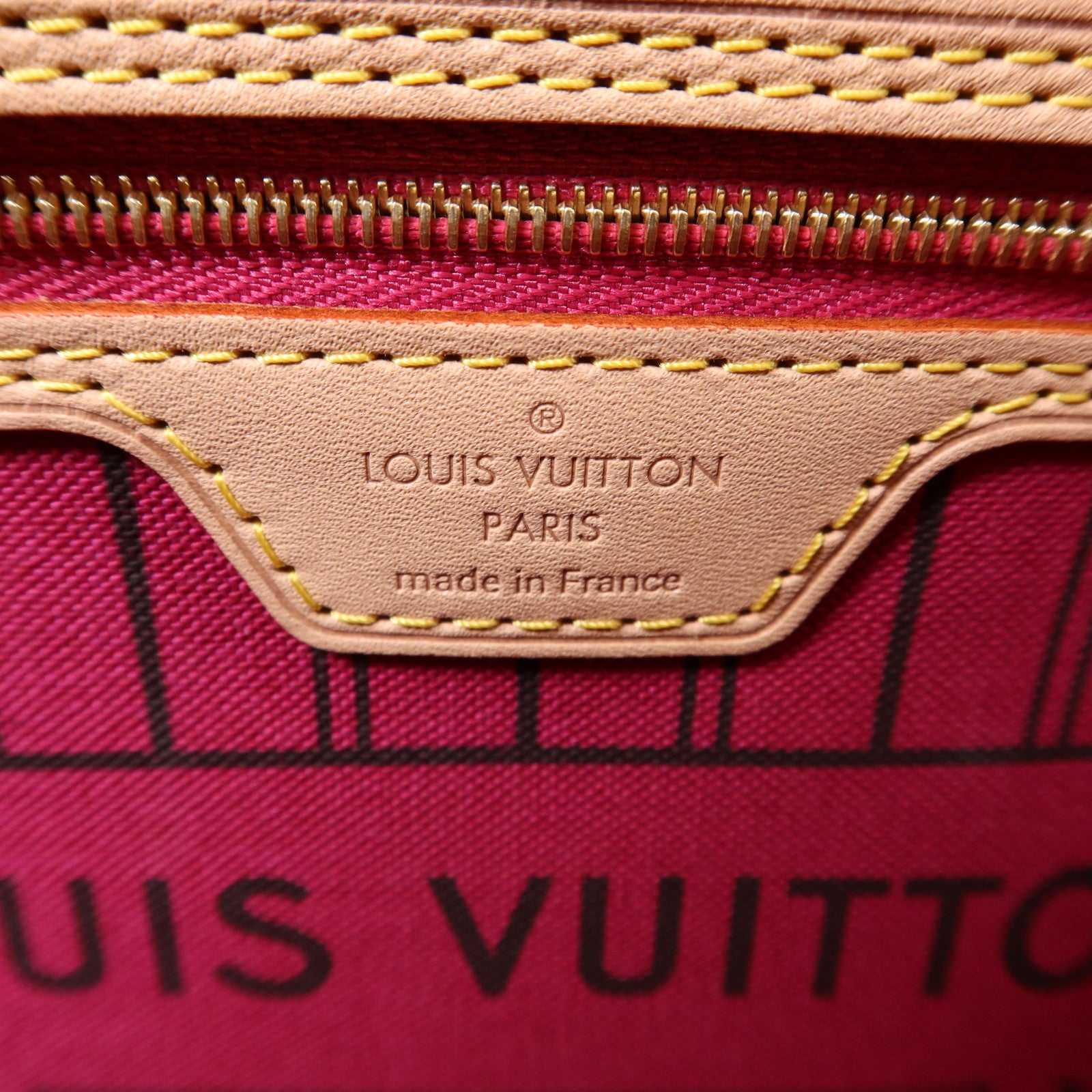 LOUIS VUITTON Monogram Neverfull PM金扣手挽袋棕色