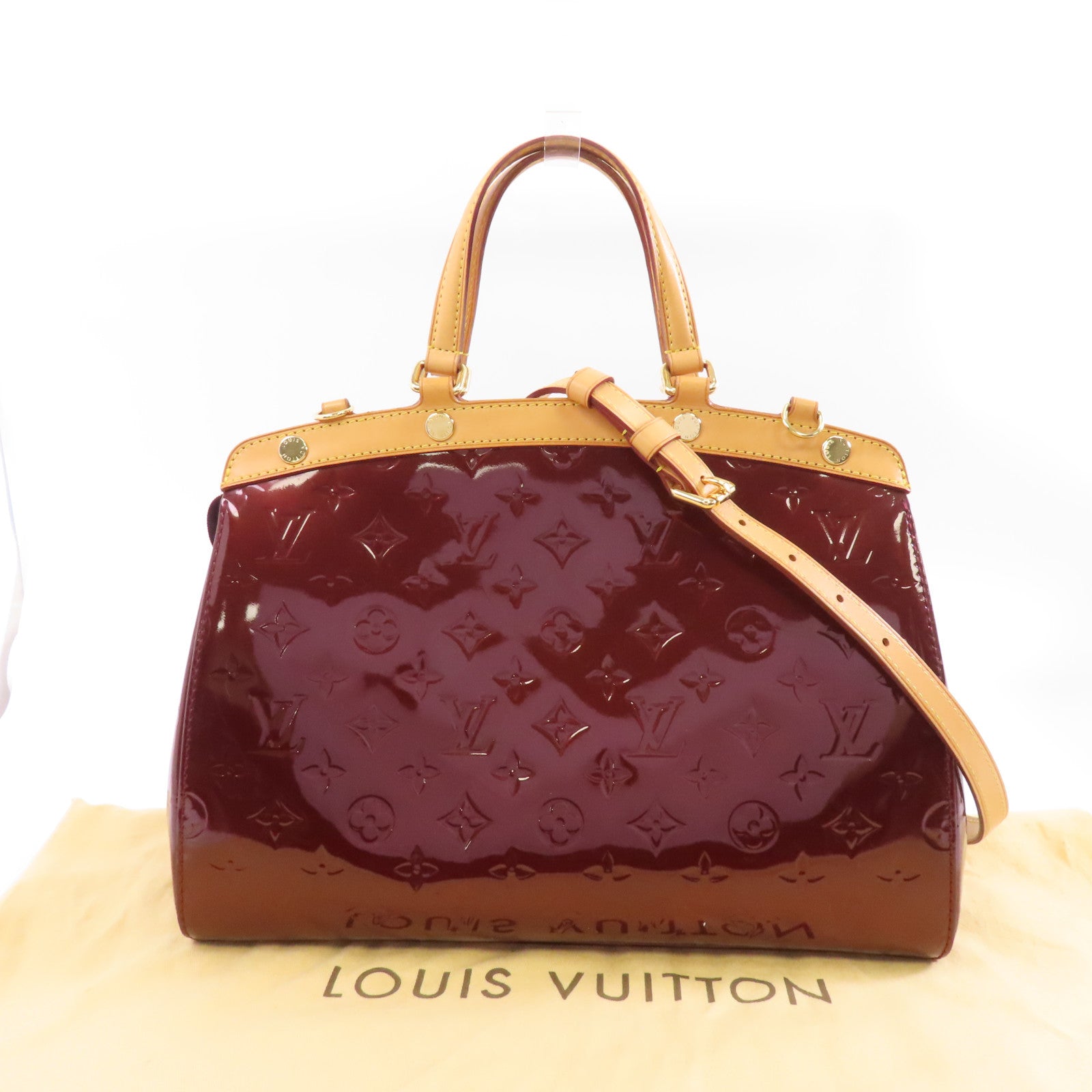 LOUIS VUITTON Vernis Brea Bag金扣手挽肩背兩用袋紅色