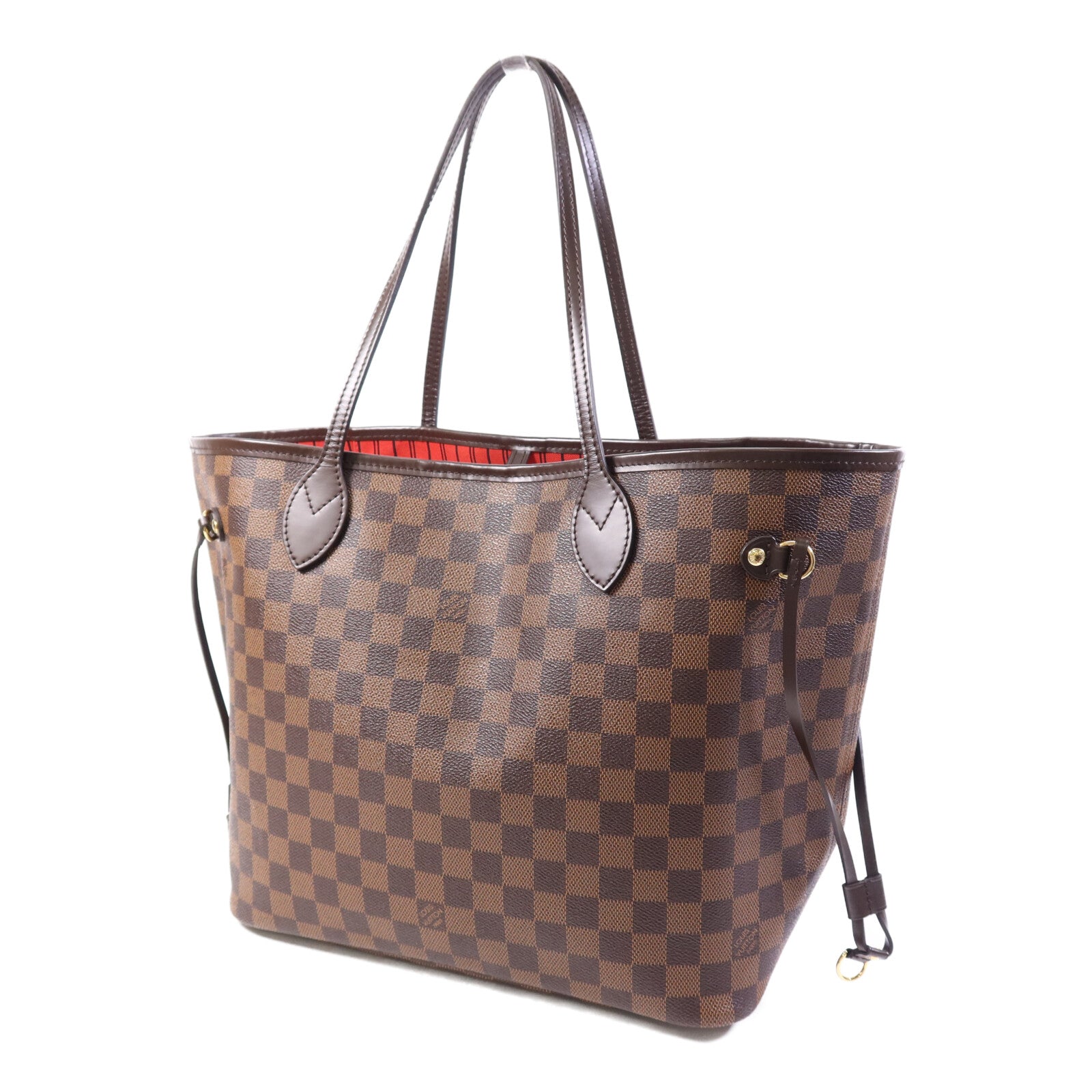 LOUIS VUITTON Damier Neverfull MM金扣手挽袋